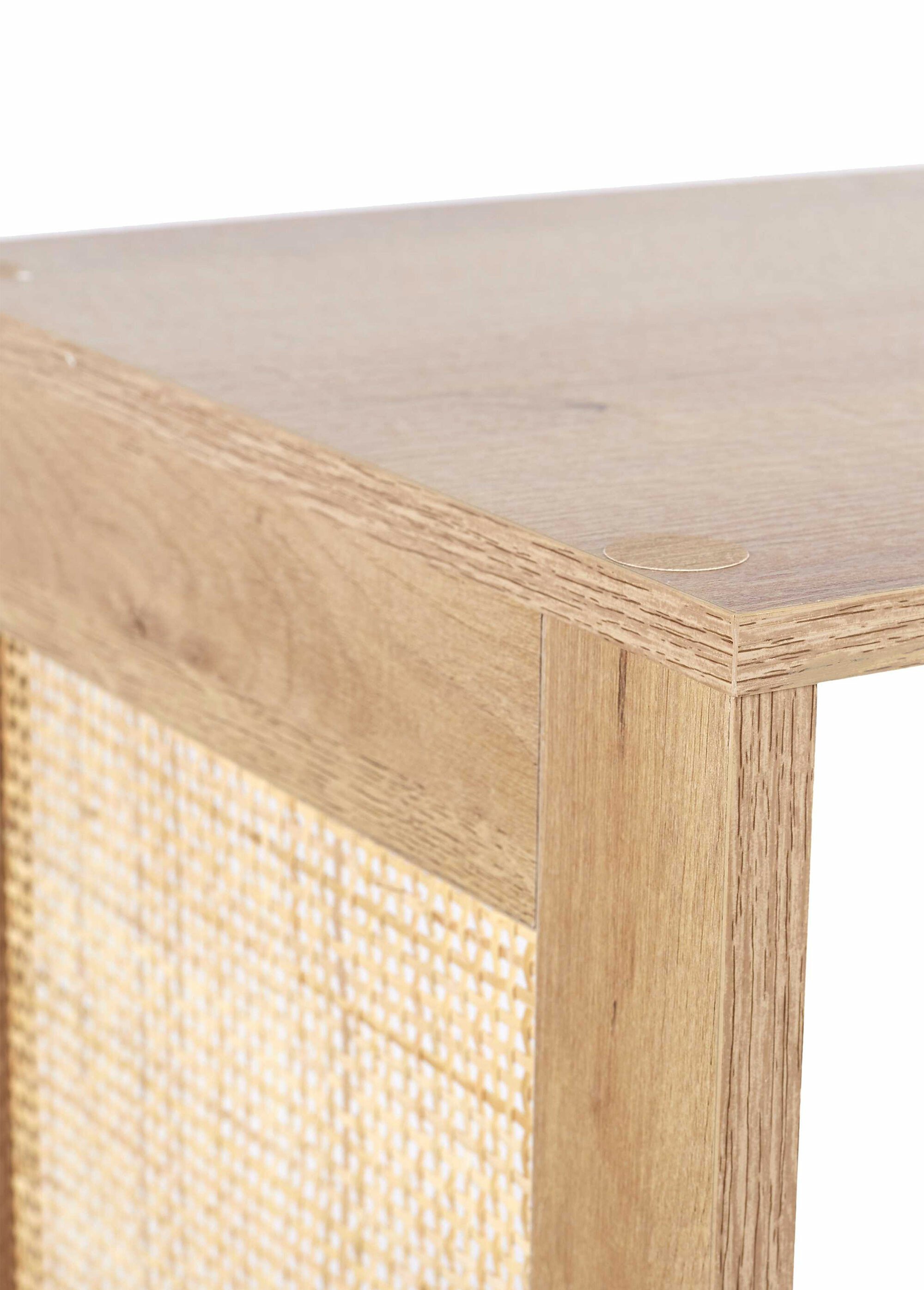 Meuble rangement 4 cases bois et cannage MARRON CMP-HD0244 DE3