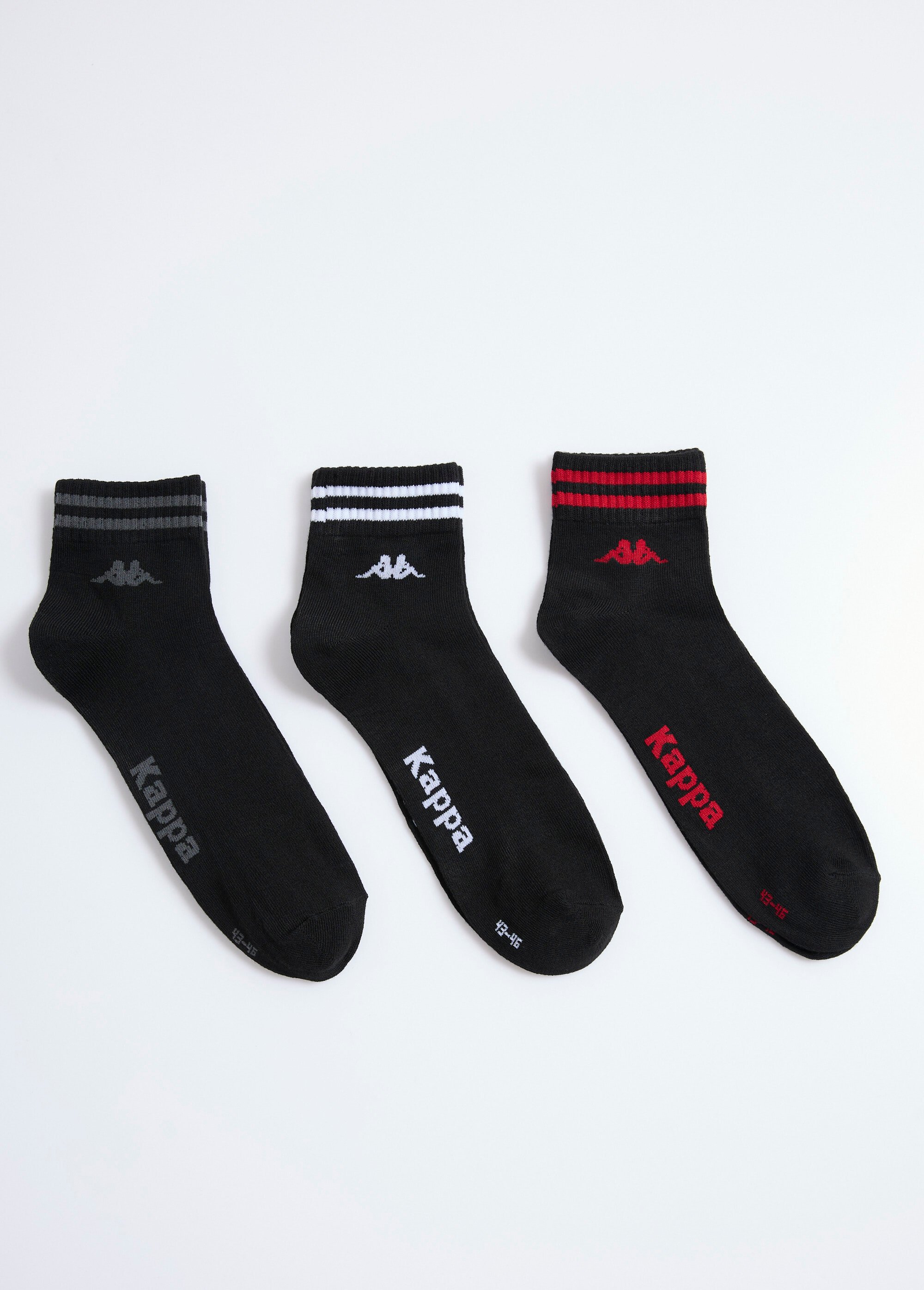 Mi-chaussettes sport avec bord rayures Homme Noir BEN97890215 DE1