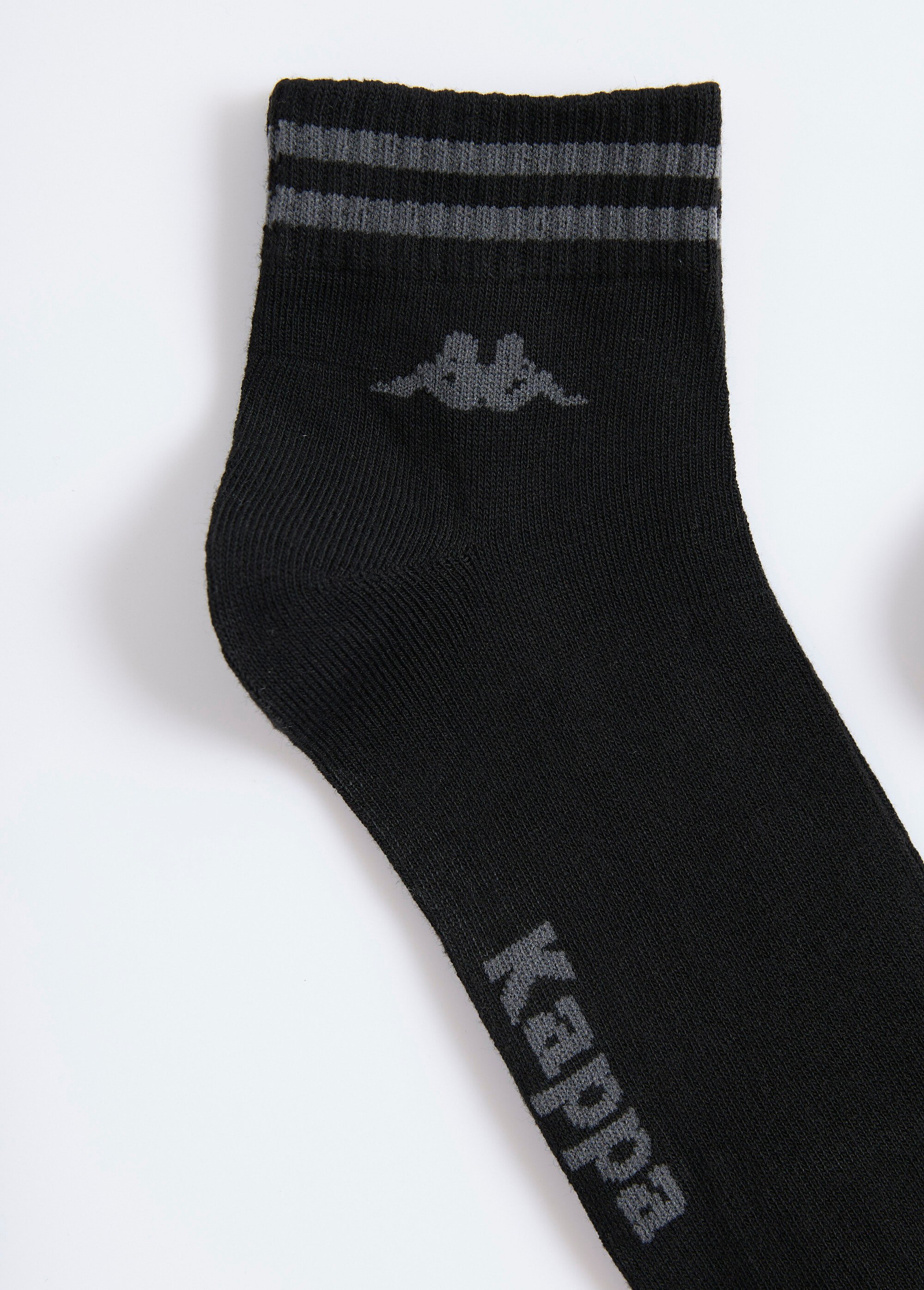 Mi-chaussettes sport avec bord rayures Homme Noir BEN97890215 DE2