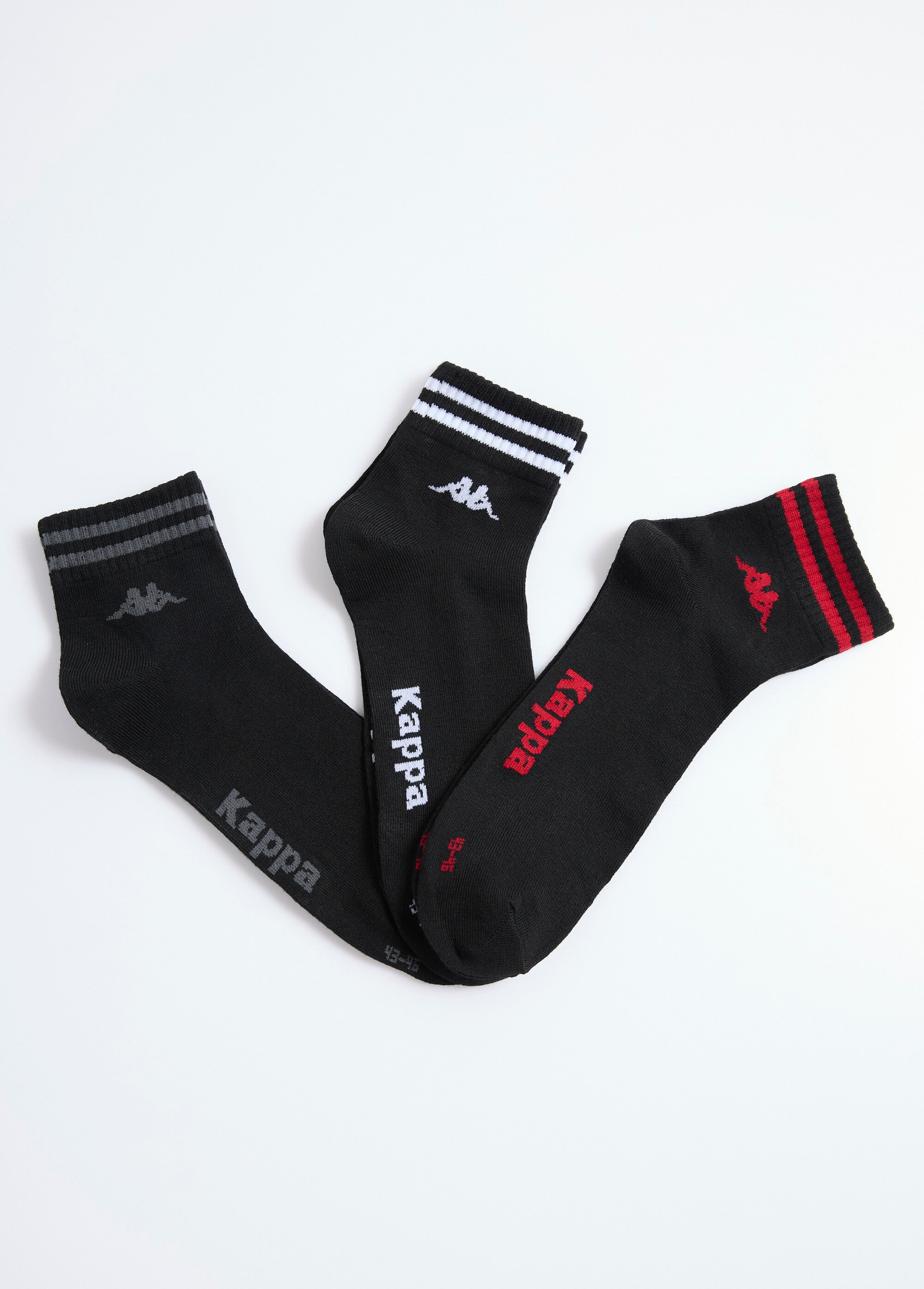 Mi-chaussettes sport avec bord rayures Homme Noir BEN97890215 FA1