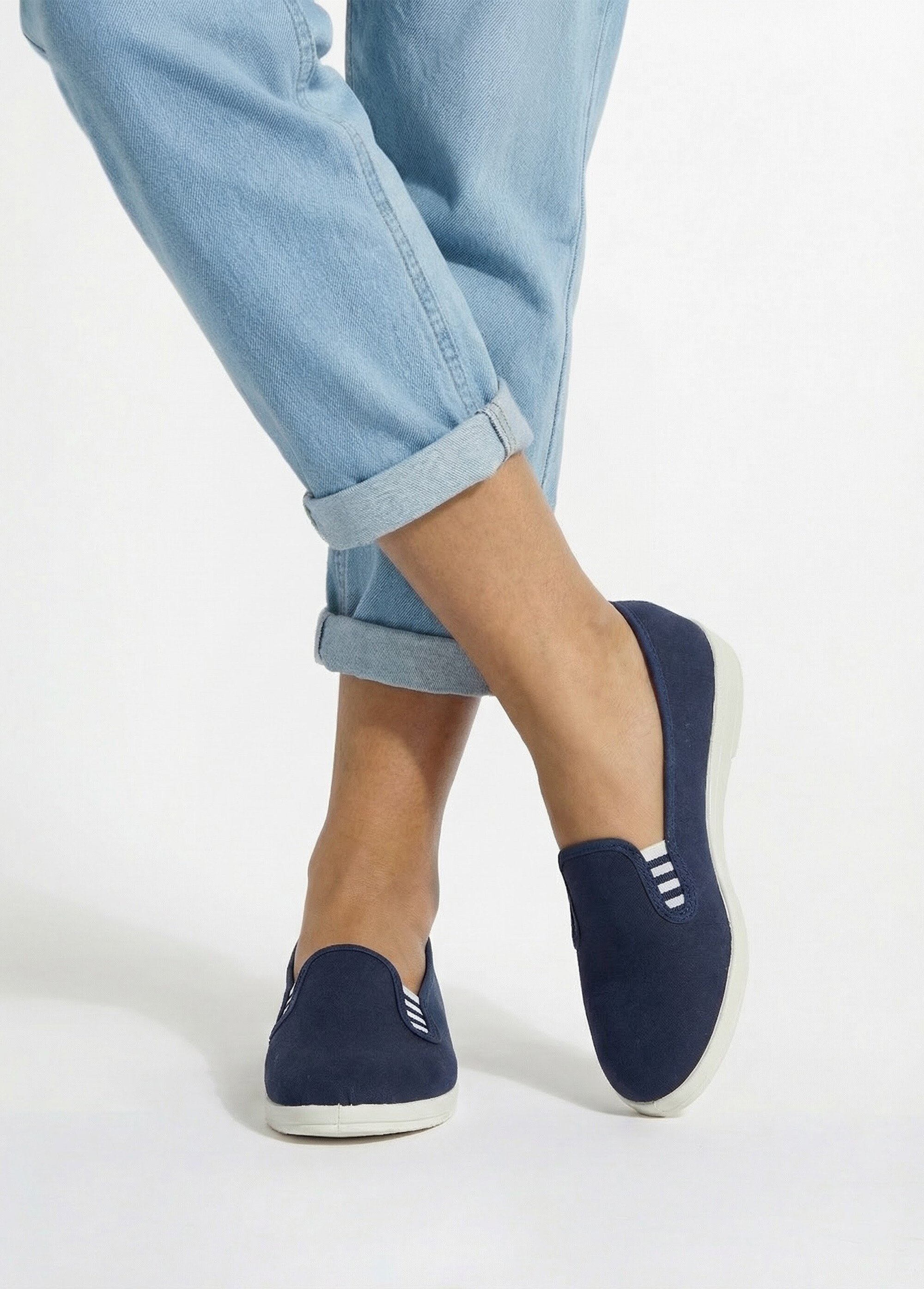 Mocassins toile largeur confort Femme Bleu OLTANIE SI1