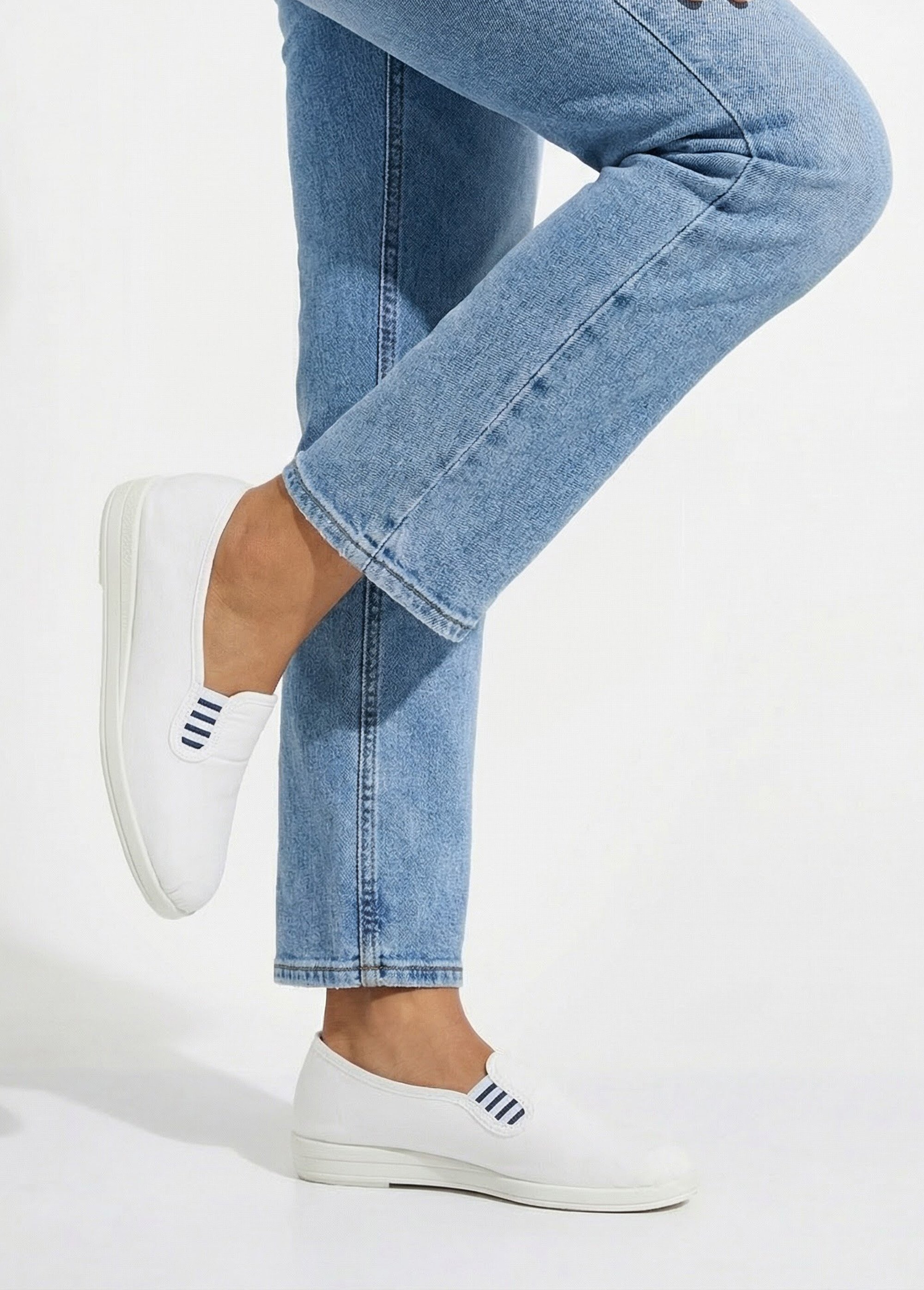 Mocassins toile largeur confort Femme Blanc OLTANIE SI1