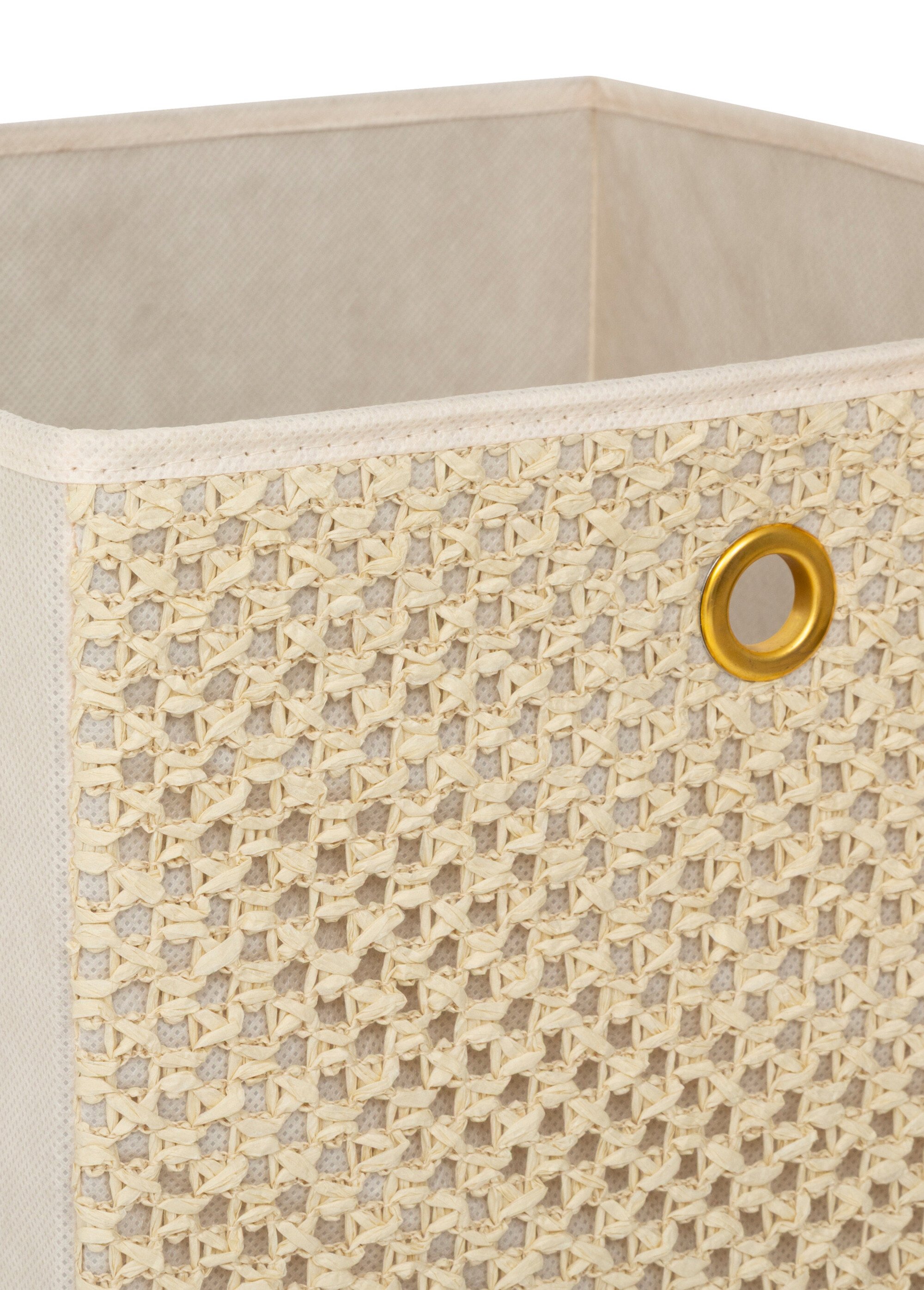 Panier de rangement décor tressé 31x31cm Beige JJA-212792 DE1