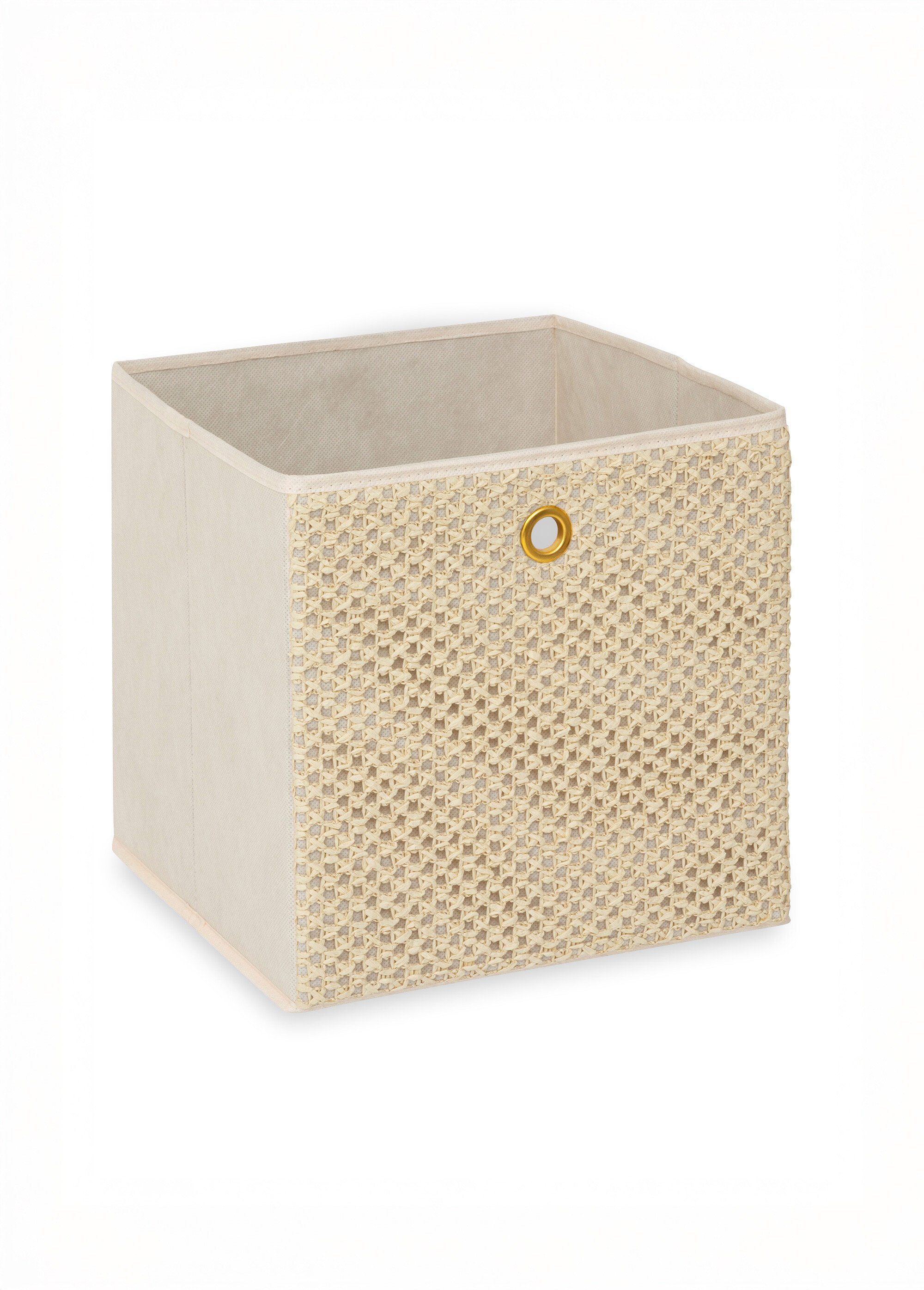 Panier de rangement décor tressé 31x31cm Beige JJA-212792 FA1