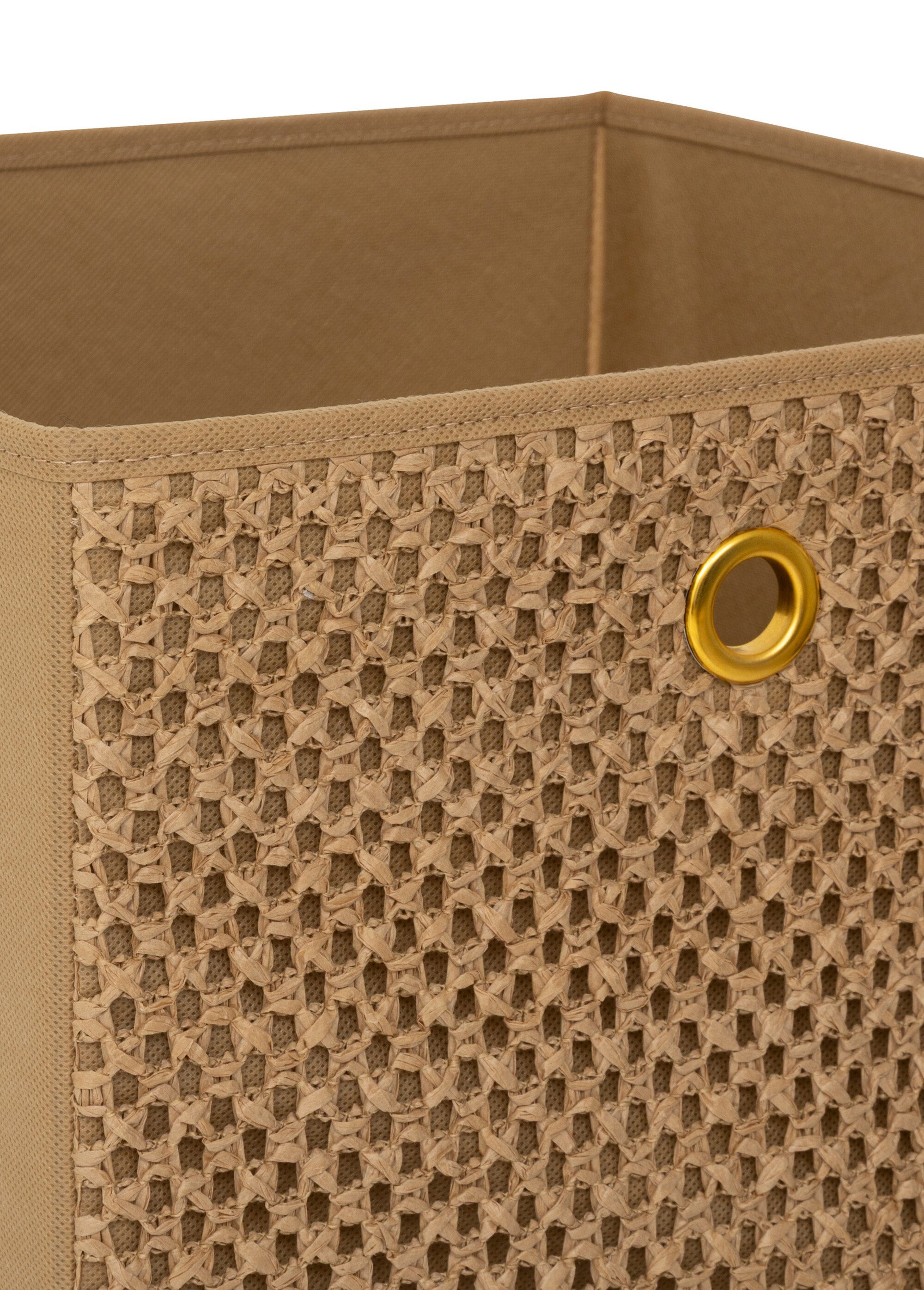 Panier de rangement décor tressé 31x31cm Marron JJA-212792 DE1
