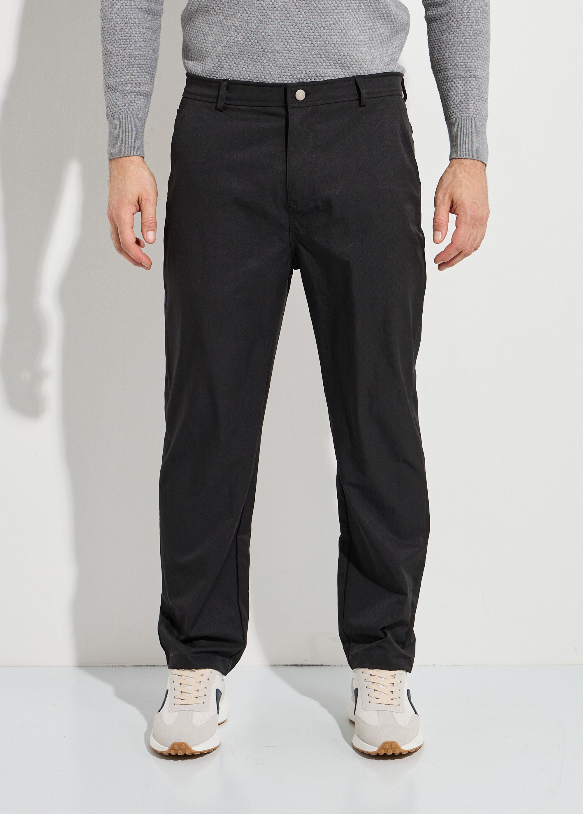 Pantalon de ville en toile stretch Homme Noir FRIBM2590F FA1