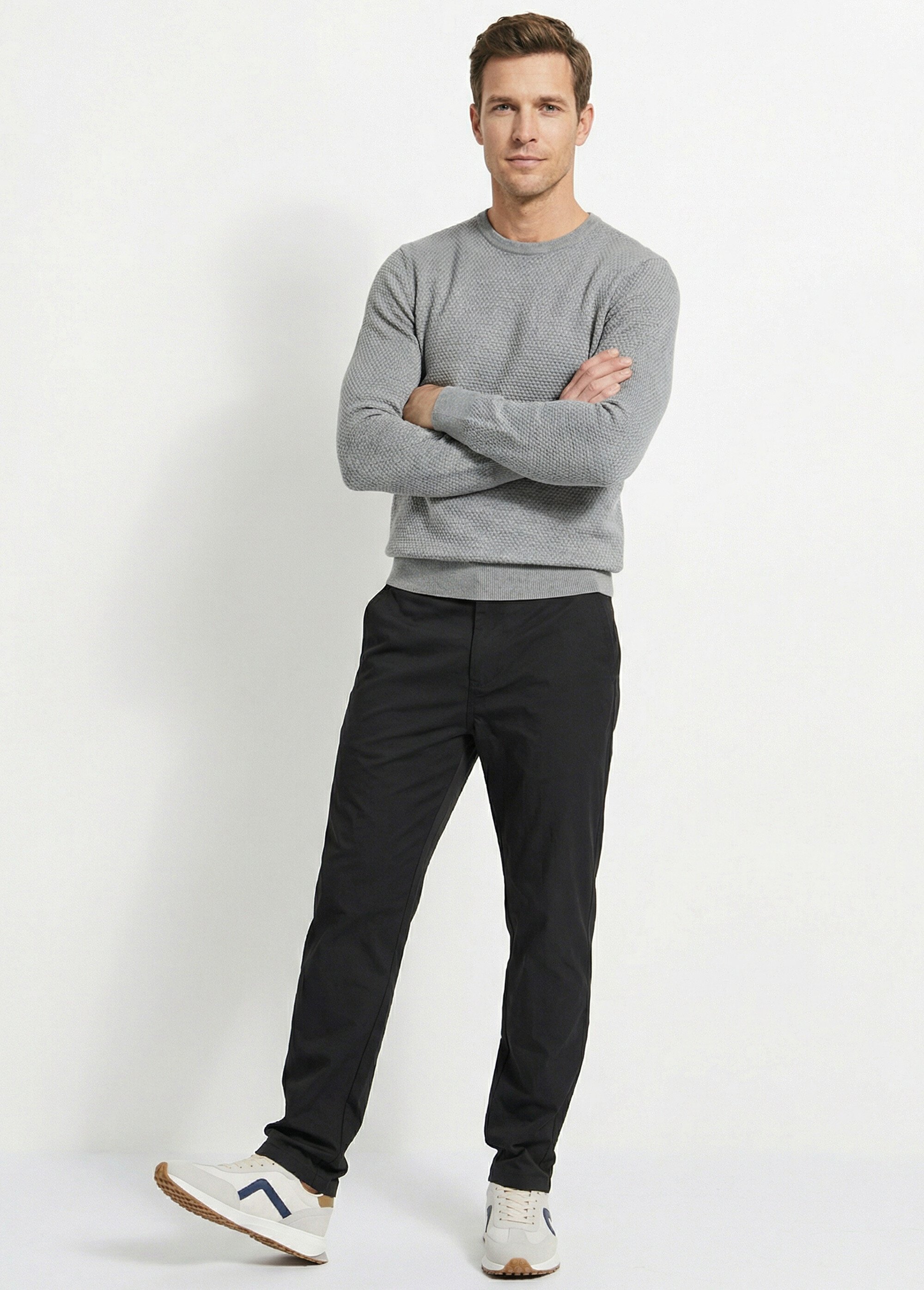 Pantalon de ville en toile stretch Homme Noir FRIBM2590F MV1