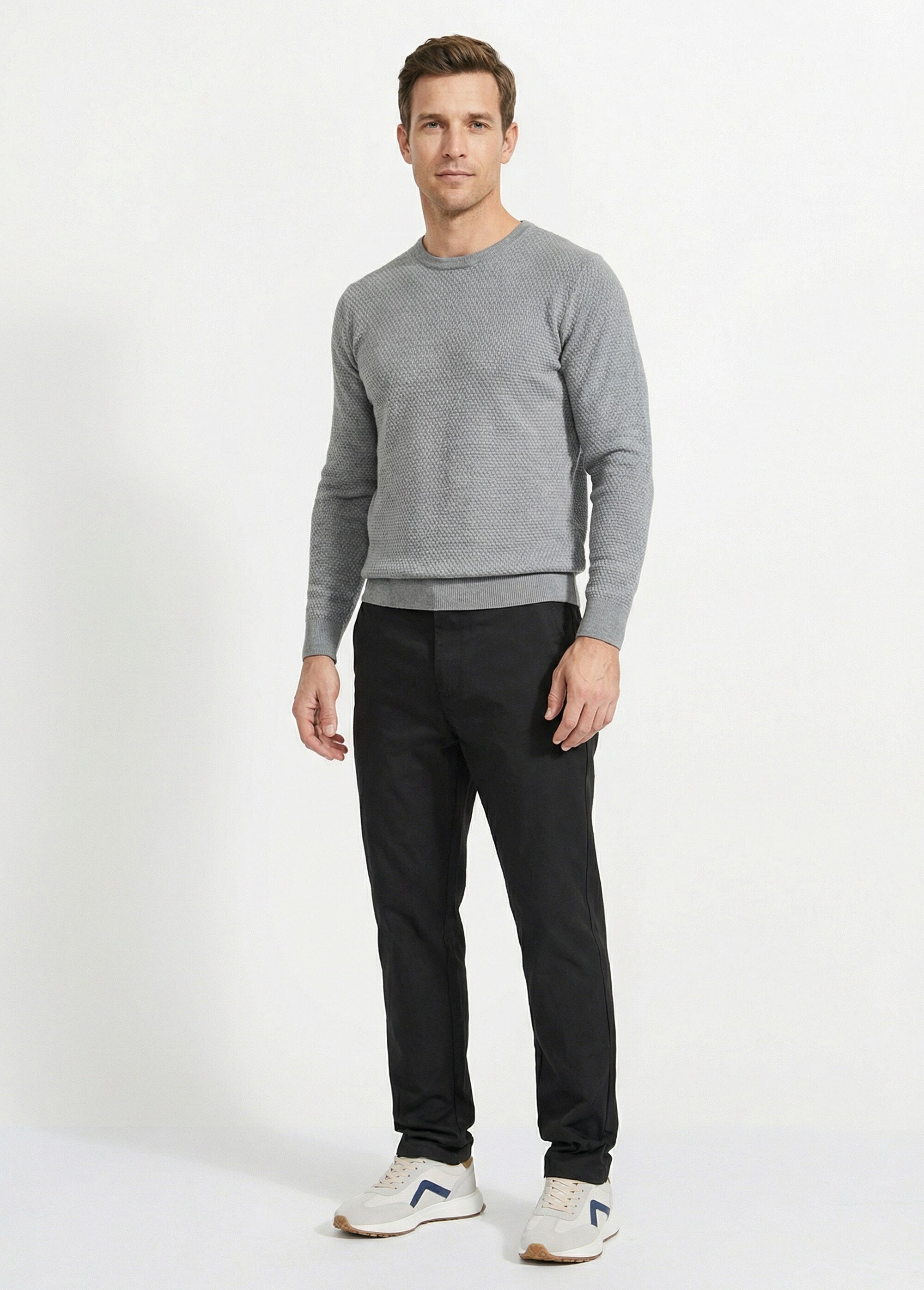 Pantalon de ville en toile stretch Homme Noir FRIBM2590F SF1