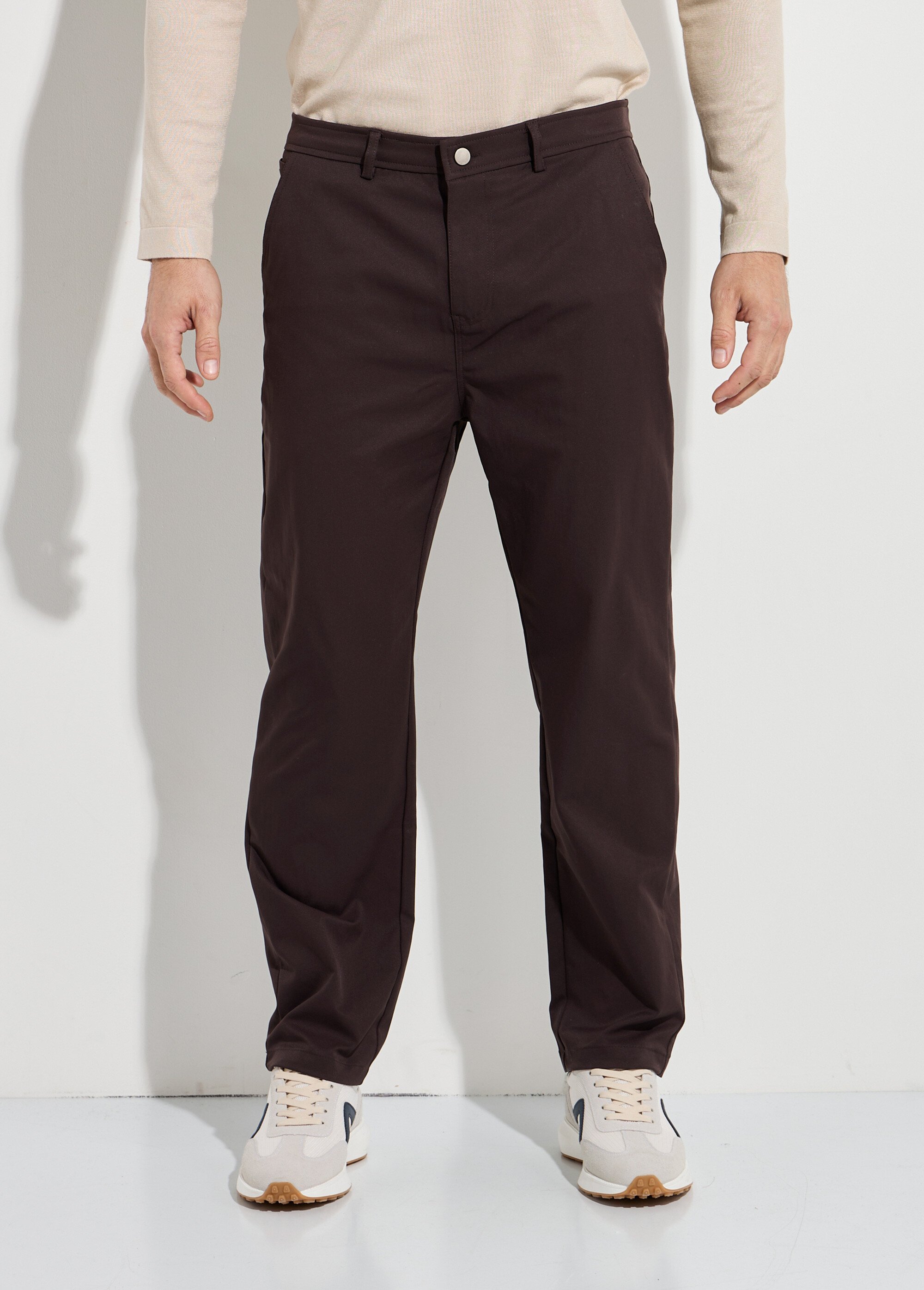 Pantalon de ville en toile stretch Homme Marron FRIBM2590F FA1