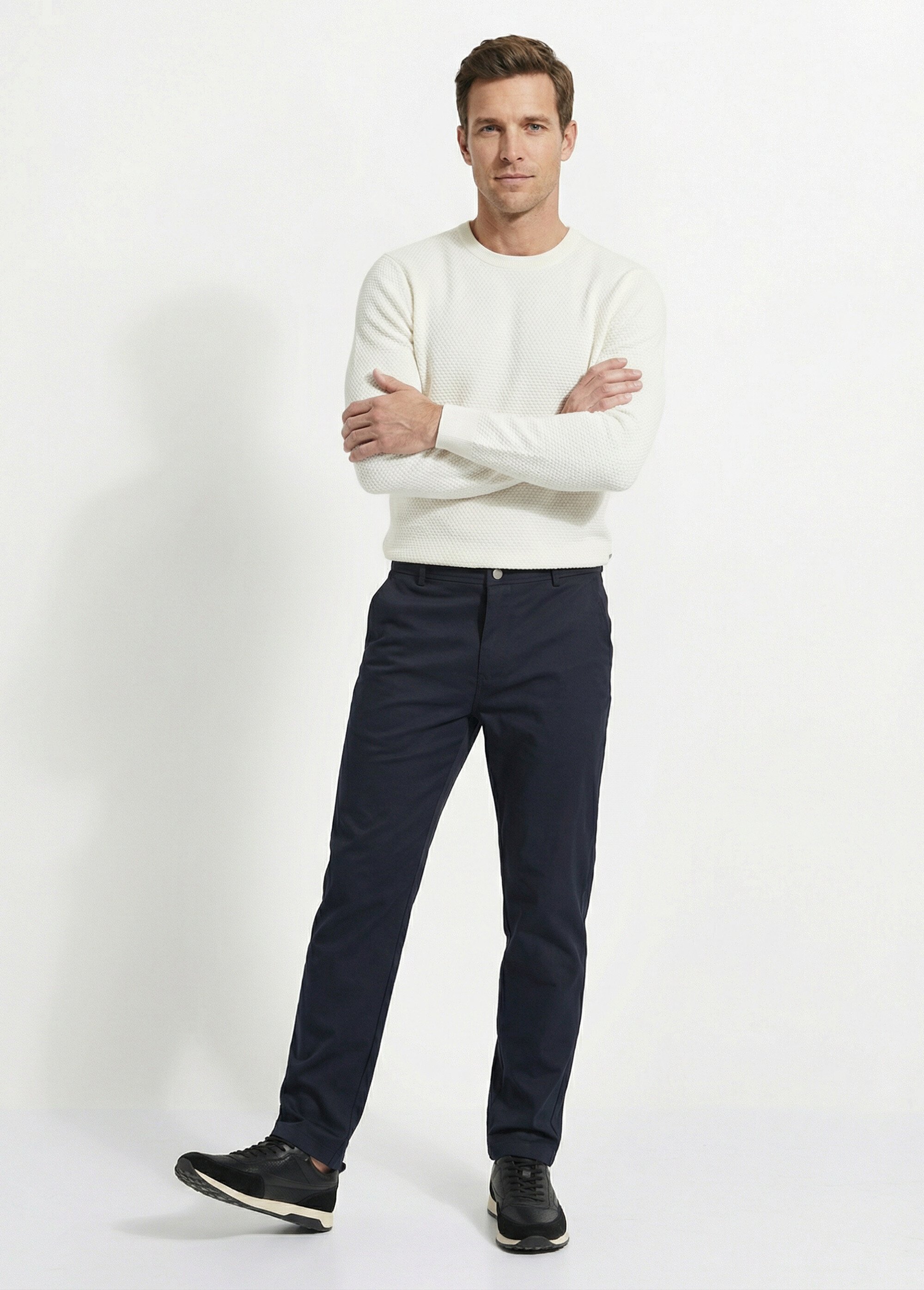 Pantalon de ville en toile stretch Homme Bleu FRIBM2590F MV1