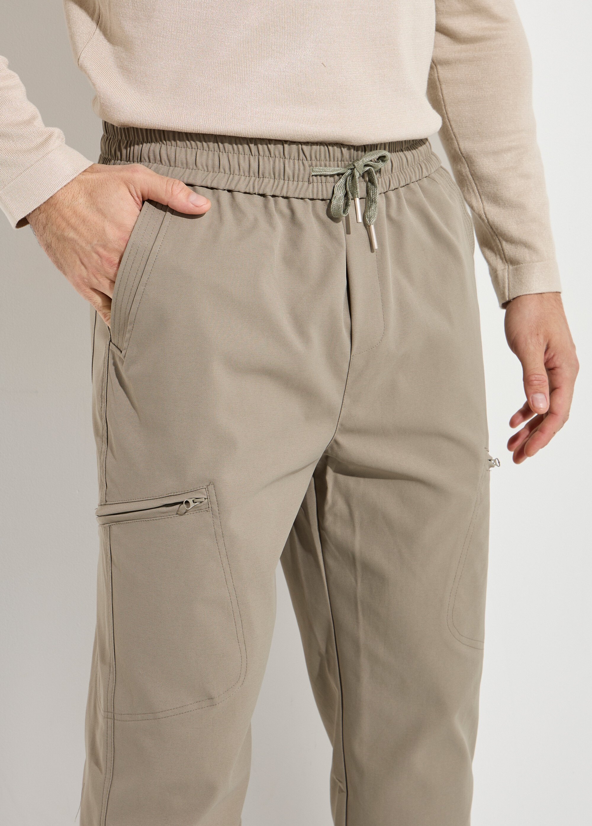 Pantalon en toile, taille elastiquée