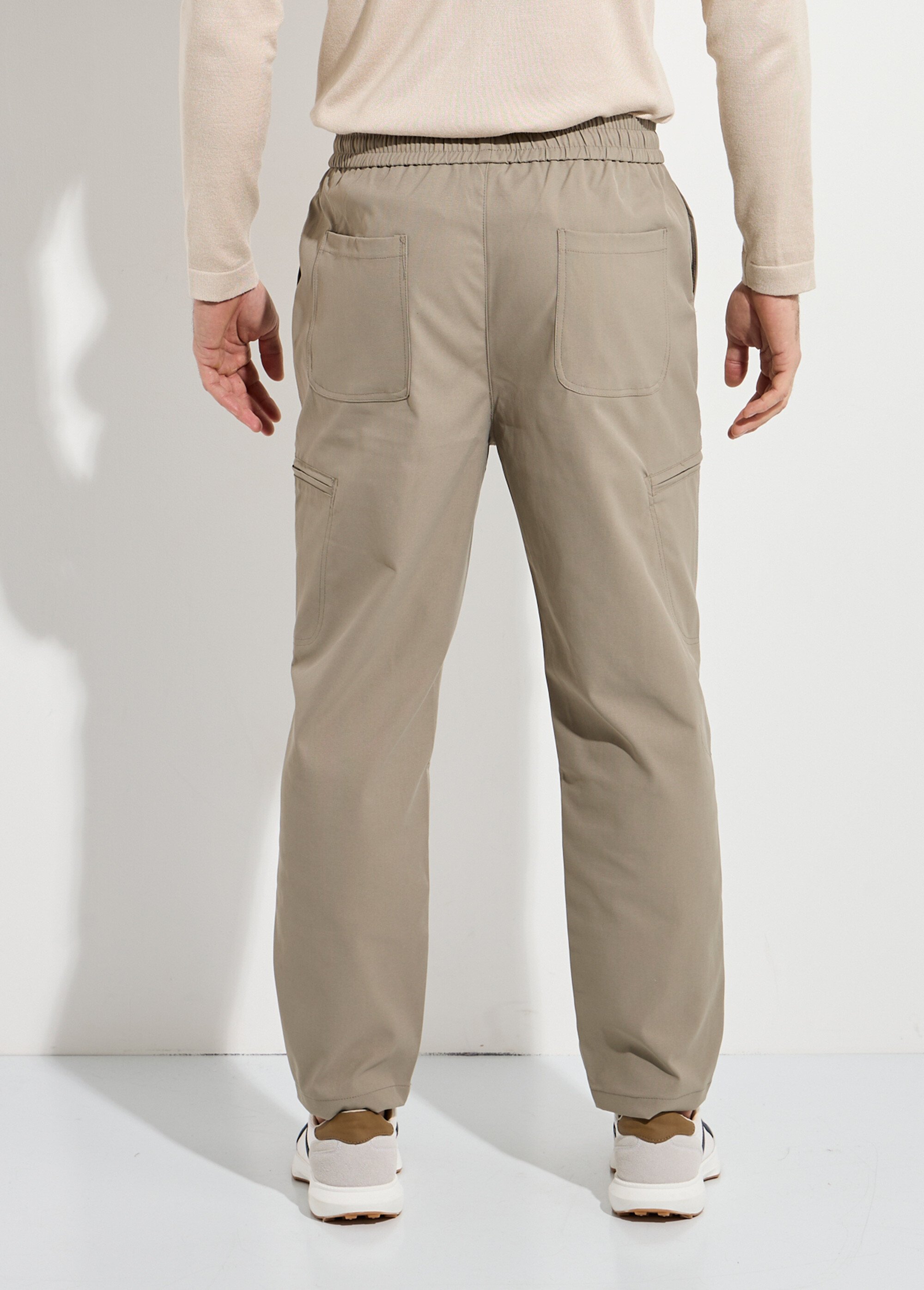 Pantalon en toile, taille elastiquée