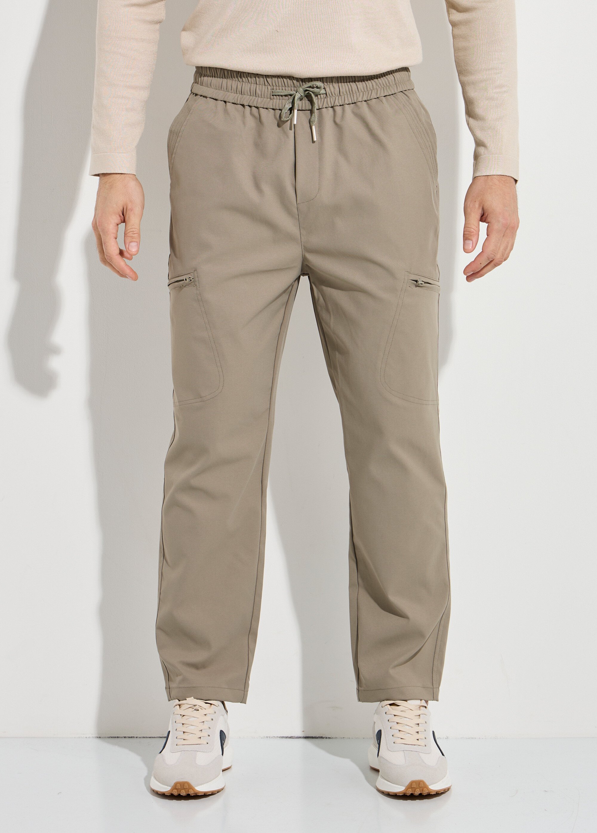 Pantalon en toile, taille elastiquée Homme Vert FRIBM2591G FA1