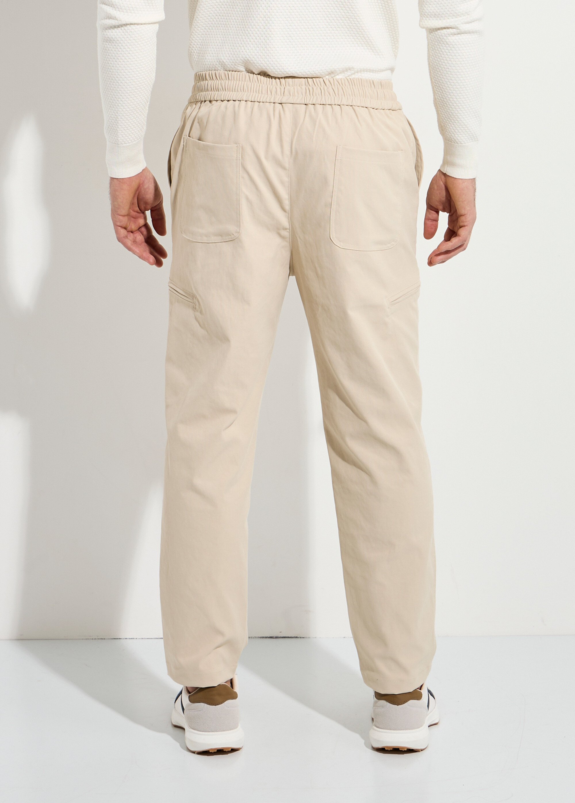 Pantalon en toile, taille elastiquée Homme Beige FRIBM2591G DO1