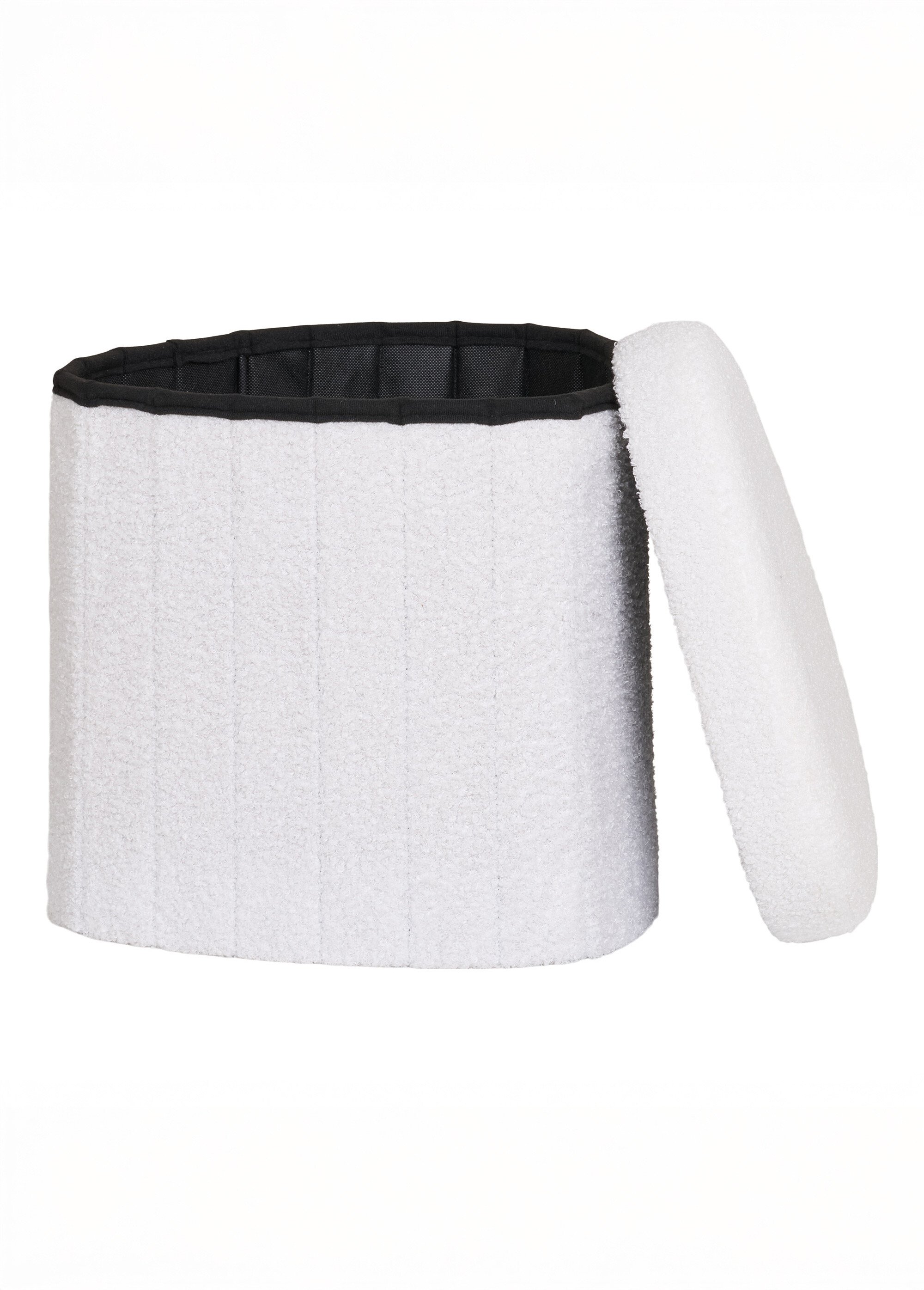 Pouf de rangement en tissu bouclette