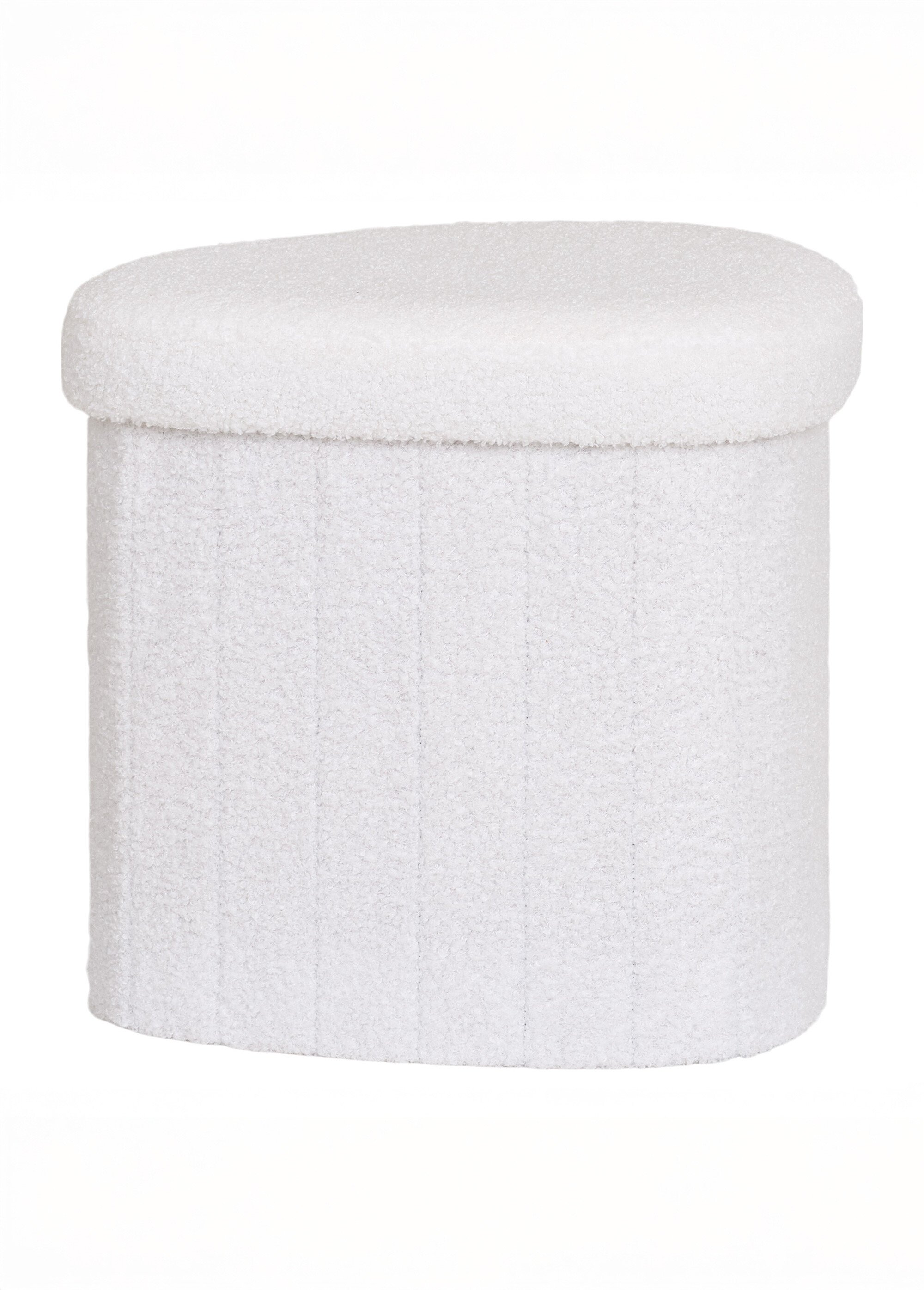 Pouf de rangement en tissu bouclette BLANC HN-1501235 DE2