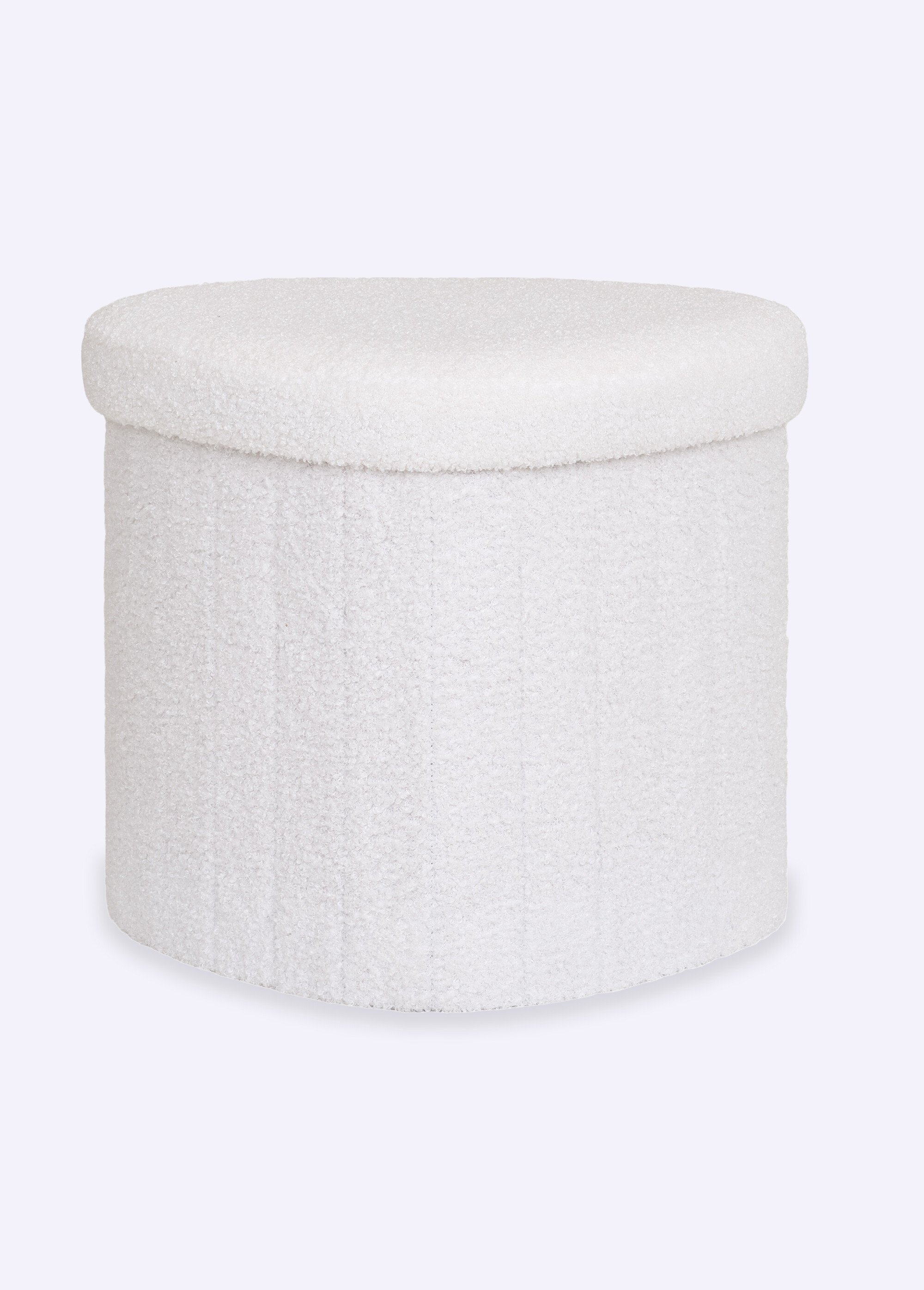 Pouf de rangement en tissu bouclette BLANC HN-1501235 FA1