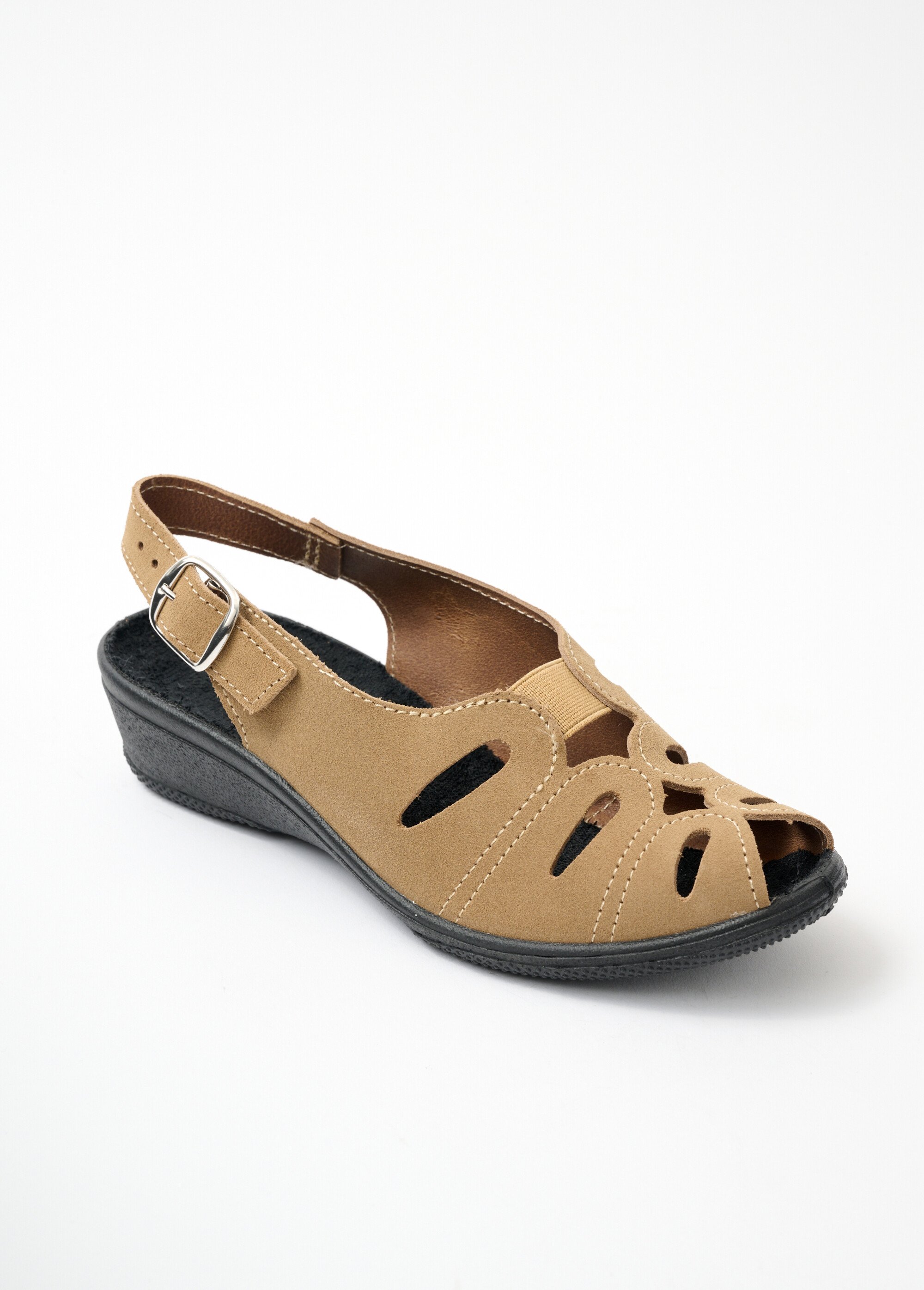 Sandales cuir velours largeur confort