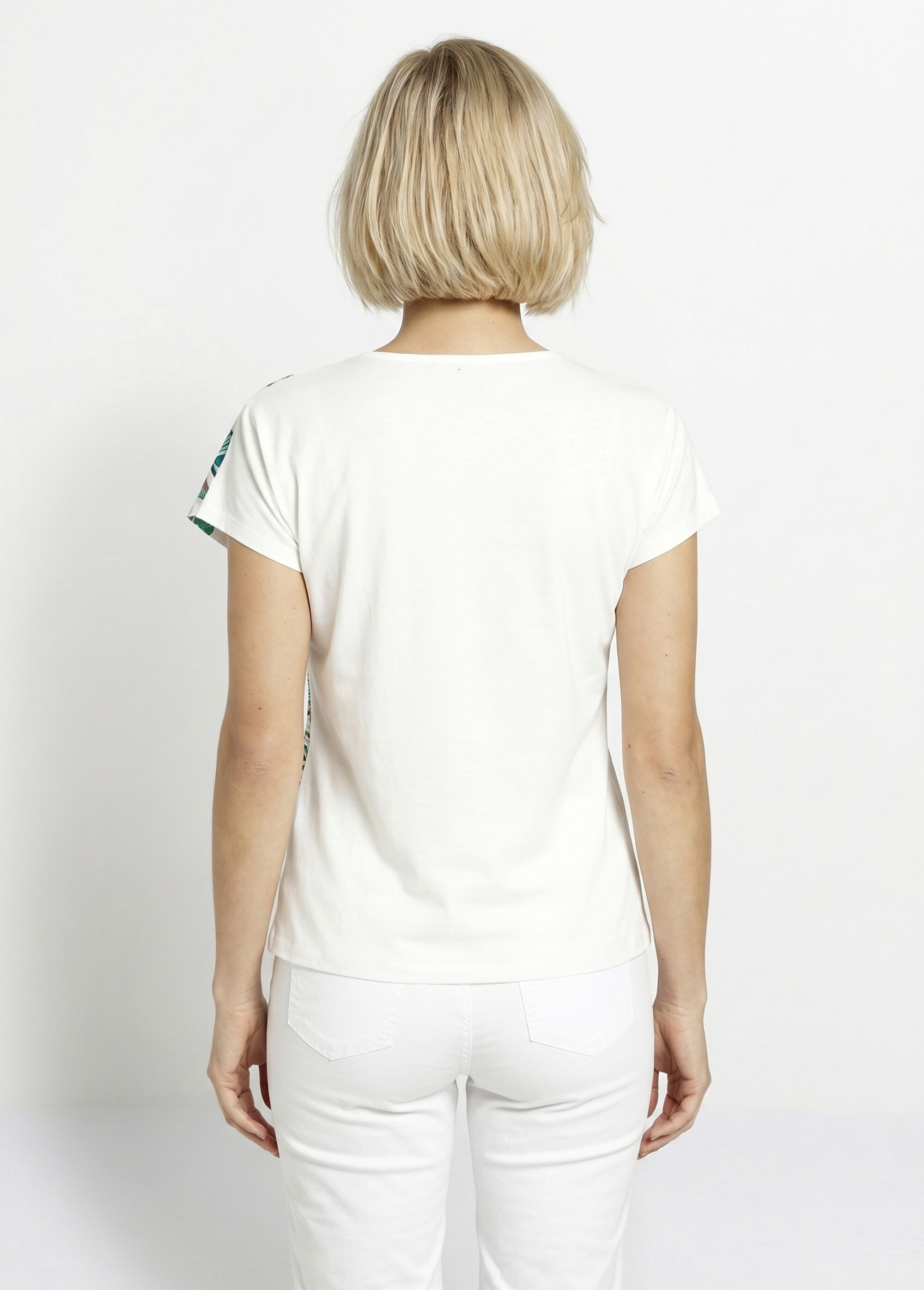 T-shirt court blanc motif sequins col rond Femme Blanc CALAOS DO1