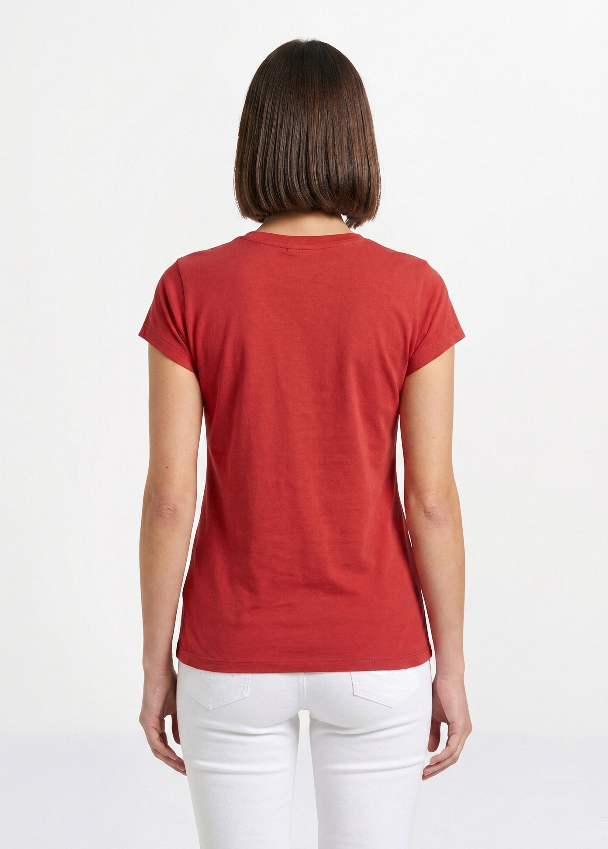 T-shirt court uni clouté maille flammée