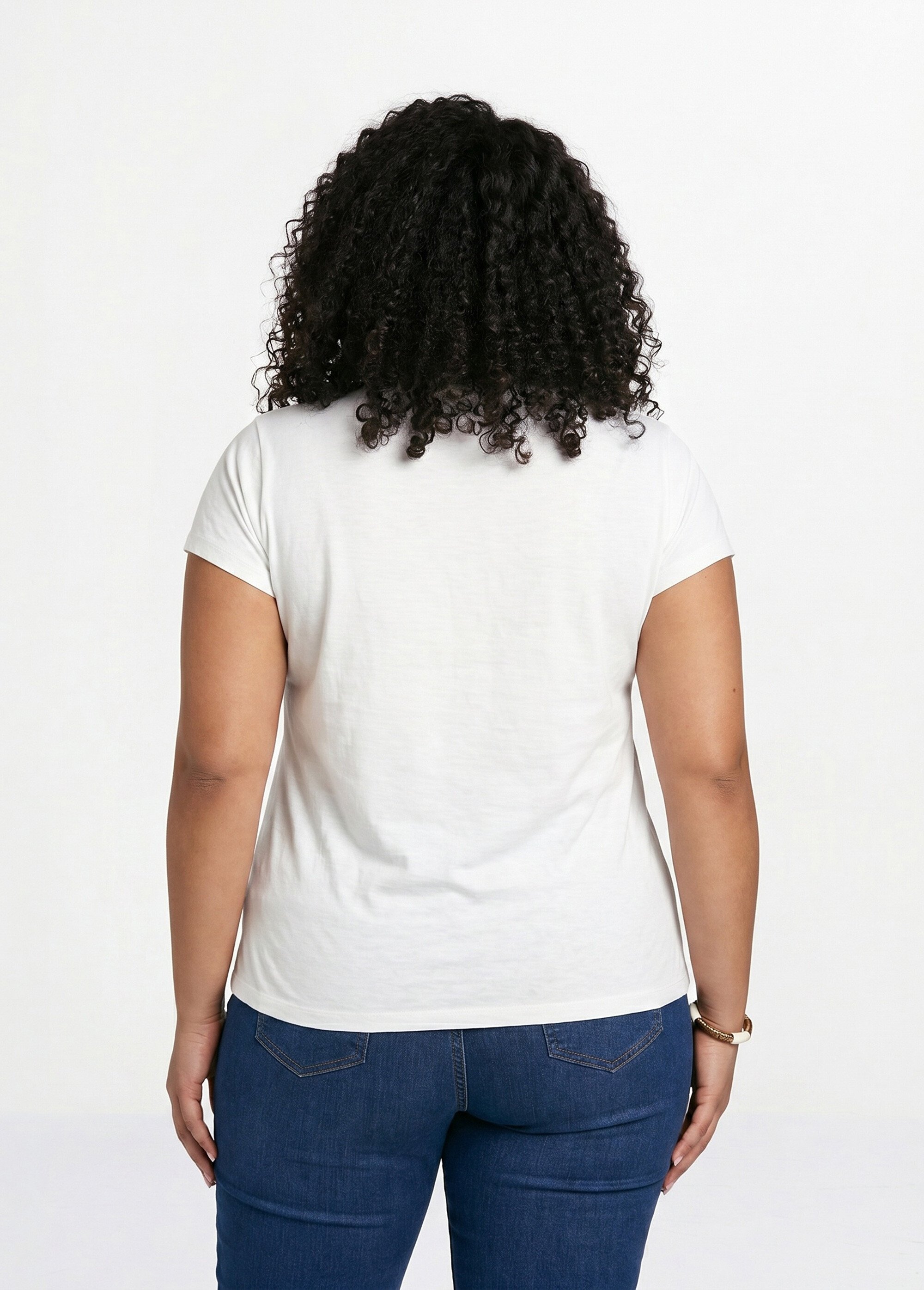 T-shirt court uni clouté maille flammée