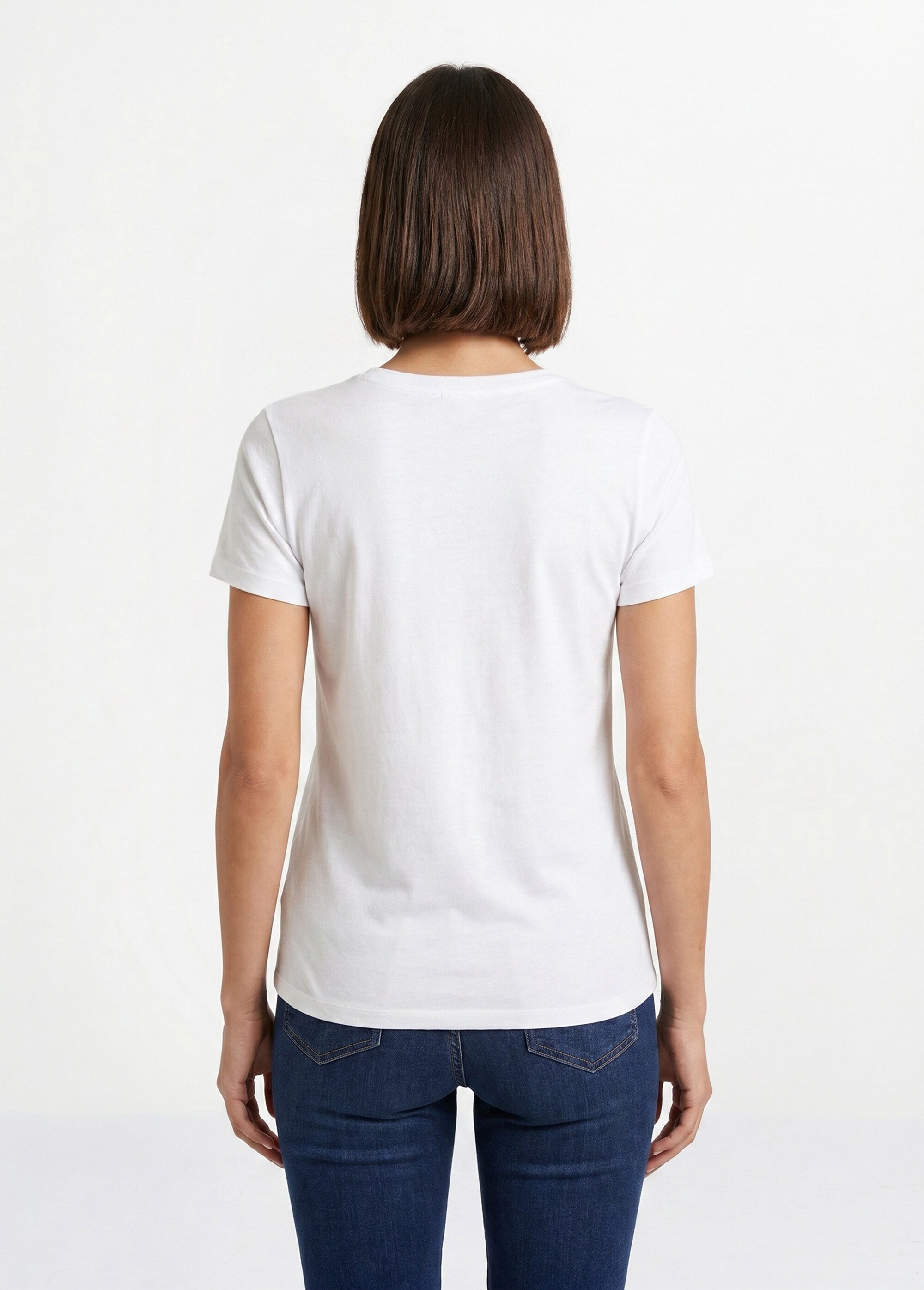 T-shirt court uni clouté maille flammée Femme Blanc CLASIE DO1