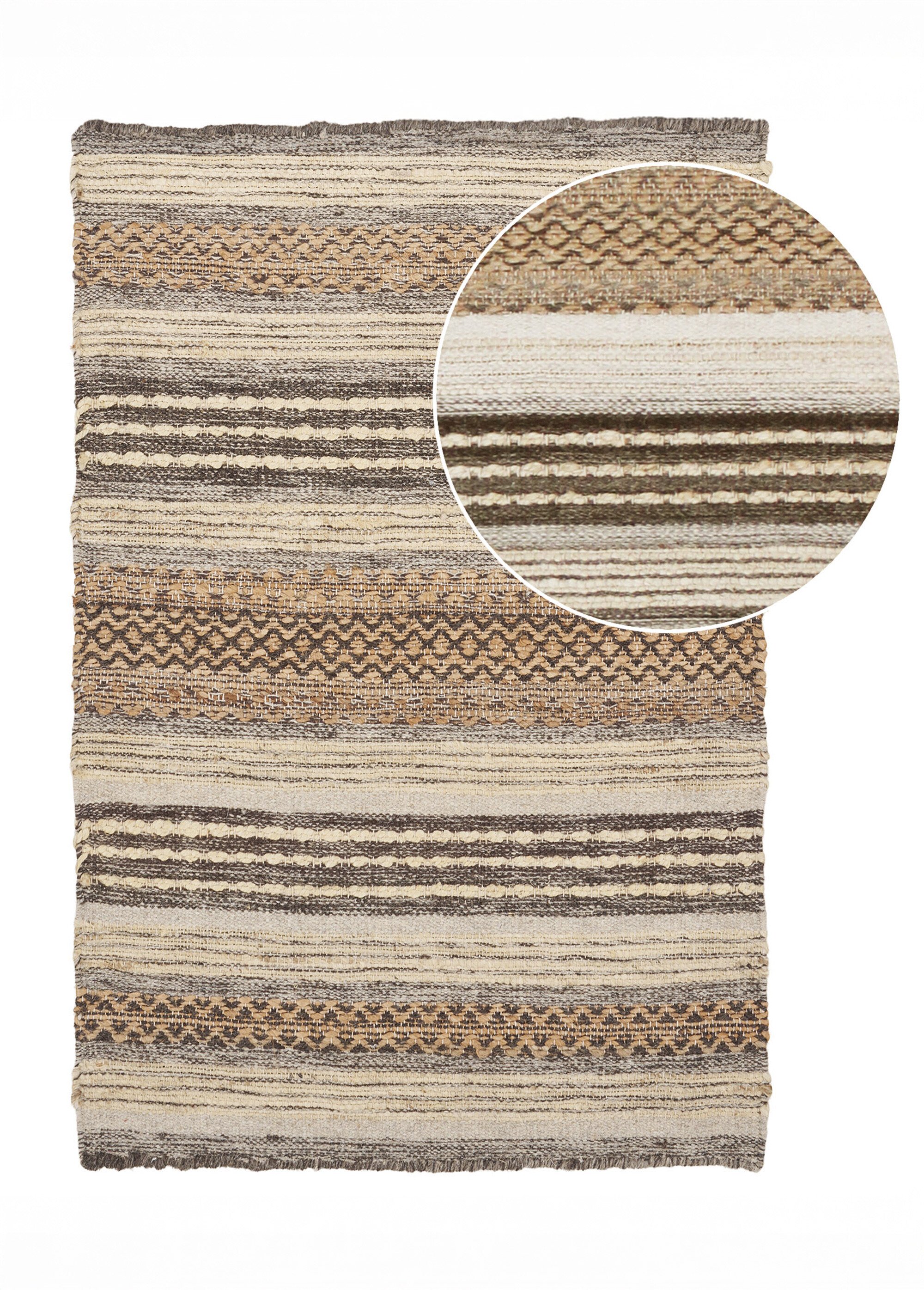 Tapis tissé main motif rayures Gris HN-3981525 DE2