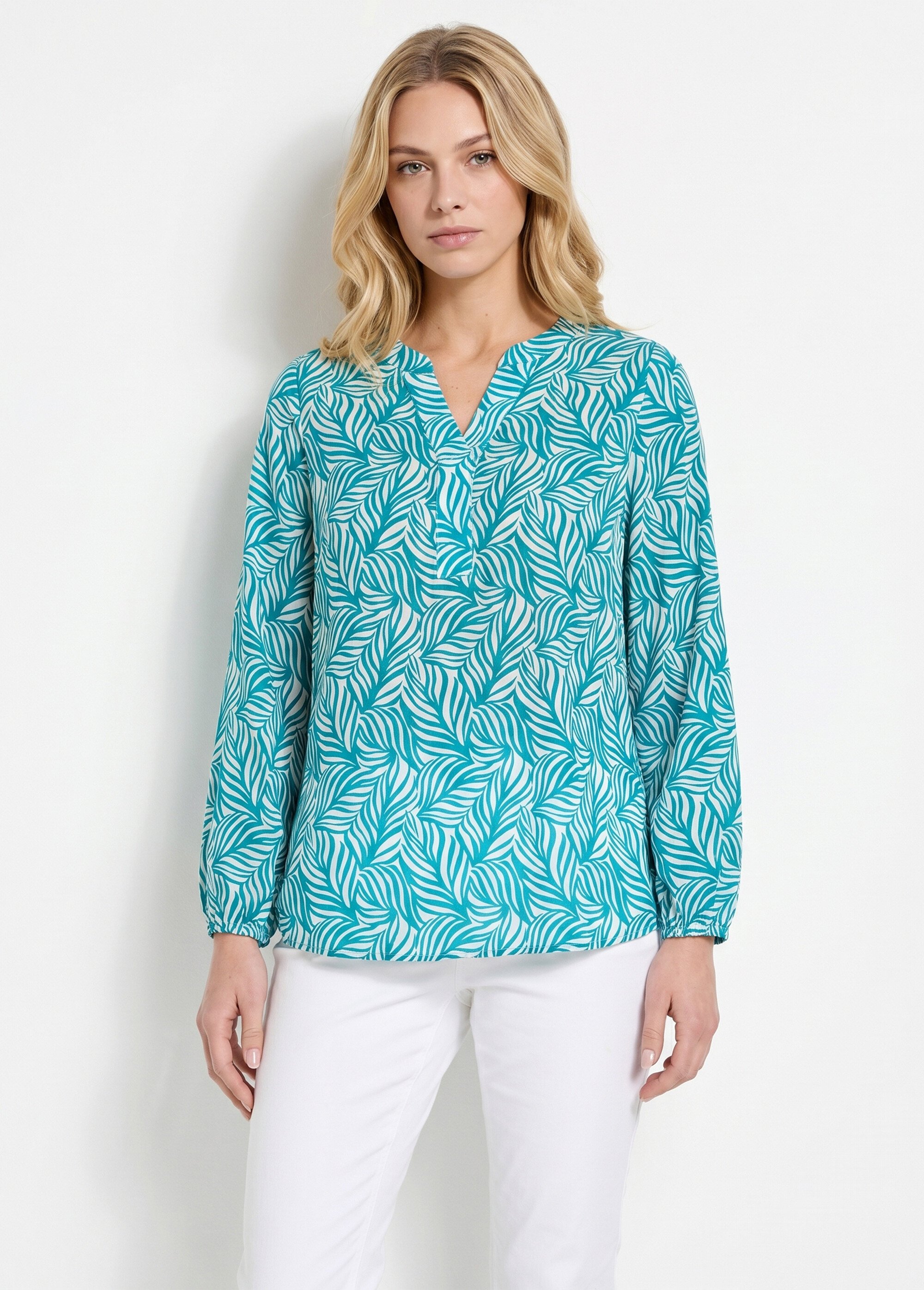 Tunique boutonnée longue manches 3/4 Femme Vert CAMARGUE FA1