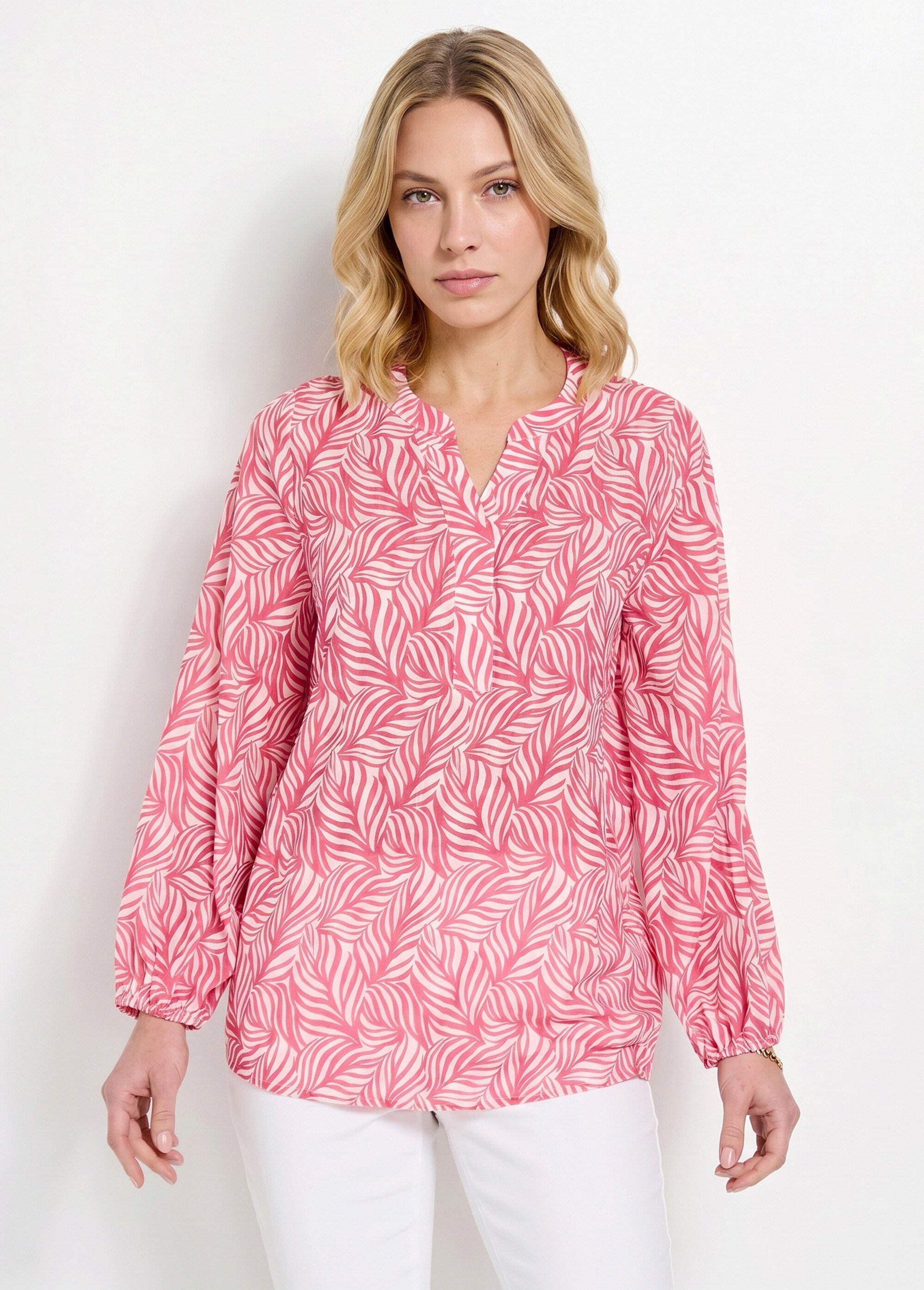 Tunique boutonnée longue manches 3/4 Femme Rose CAMARGUE FA1