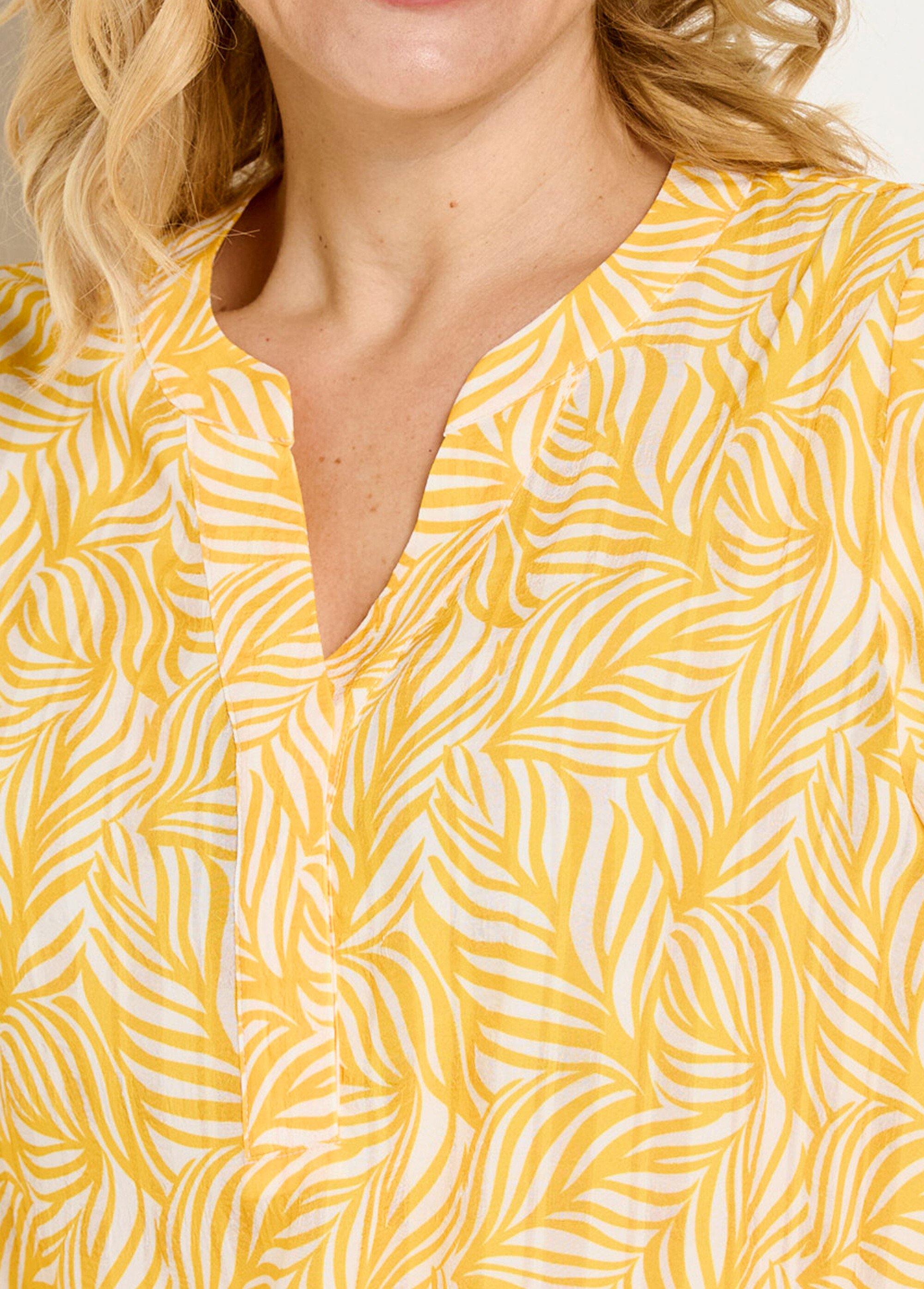 Tunique boutonnée longue manches 3/4 Femme Jaune CAMARGUE DE1