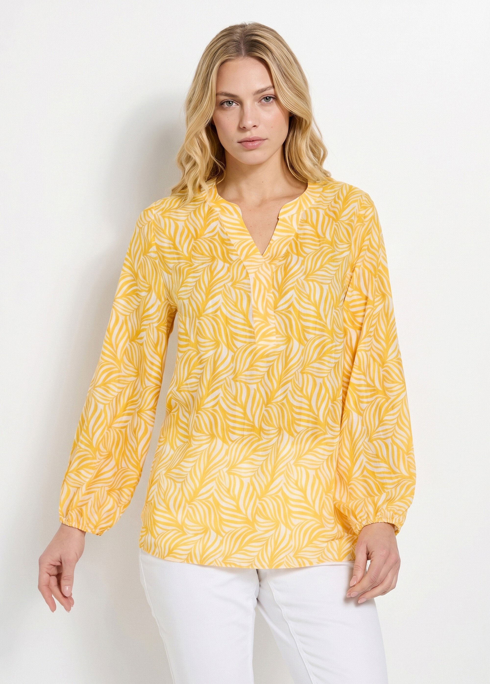 Tunique boutonnée longue manches 3/4 Femme Jaune CAMARGUE FA1