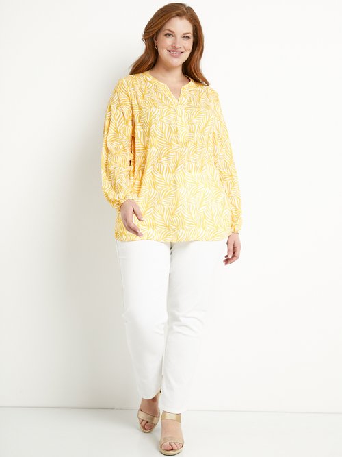 Tunique boutonnée longue manches 3/4 Femme Grande Taille Jaune CAMARGUE SF1