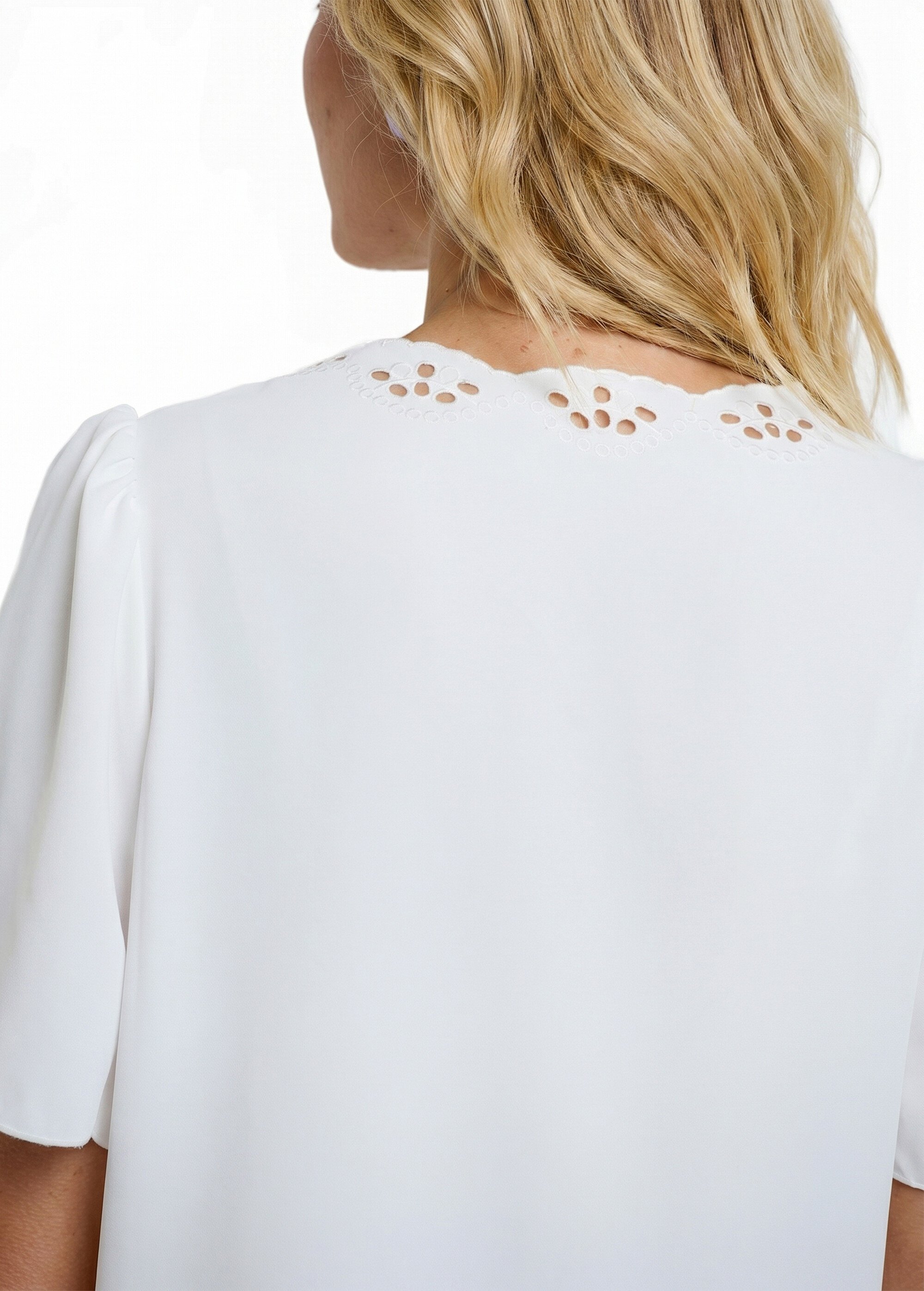 Tunique longue brodée manches courtes unie Femme Beige CELESTINE DE2
