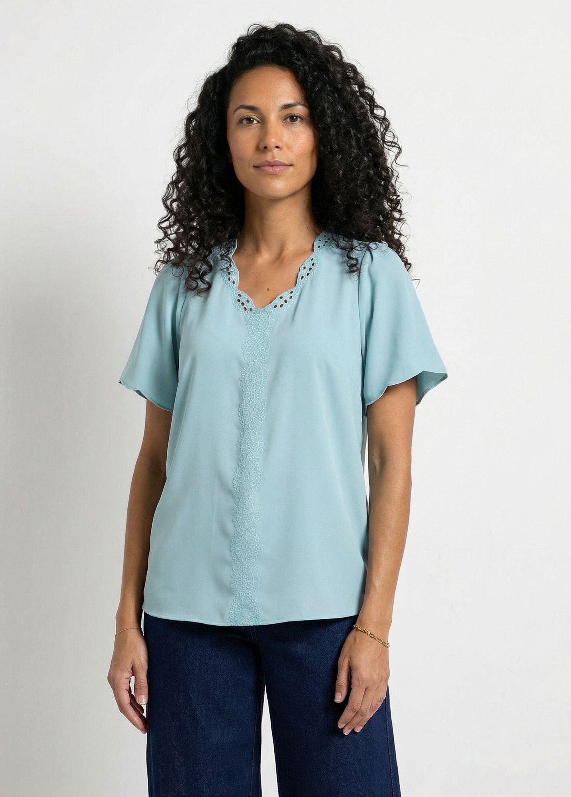 Tunique longue brodée manches courtes unie Femme OPALINE CELESTINE FA1