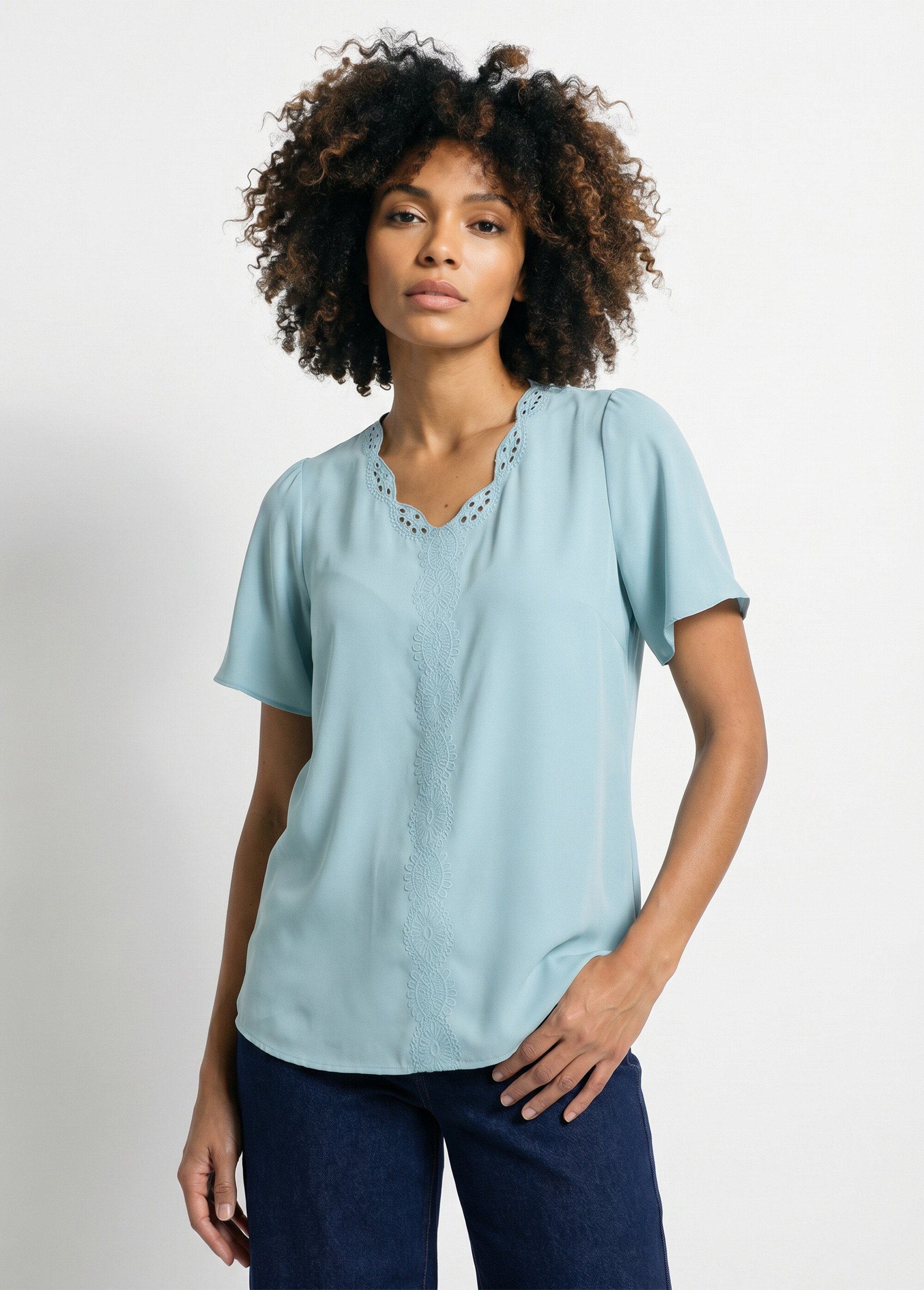 Tunique longue brodée manches courtes unie Femme OPALINE CELESTINE FA1
