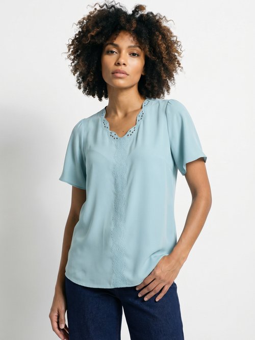Tunique longue brodée manches courtes unie Femme OPALINE CELESTINE FA1