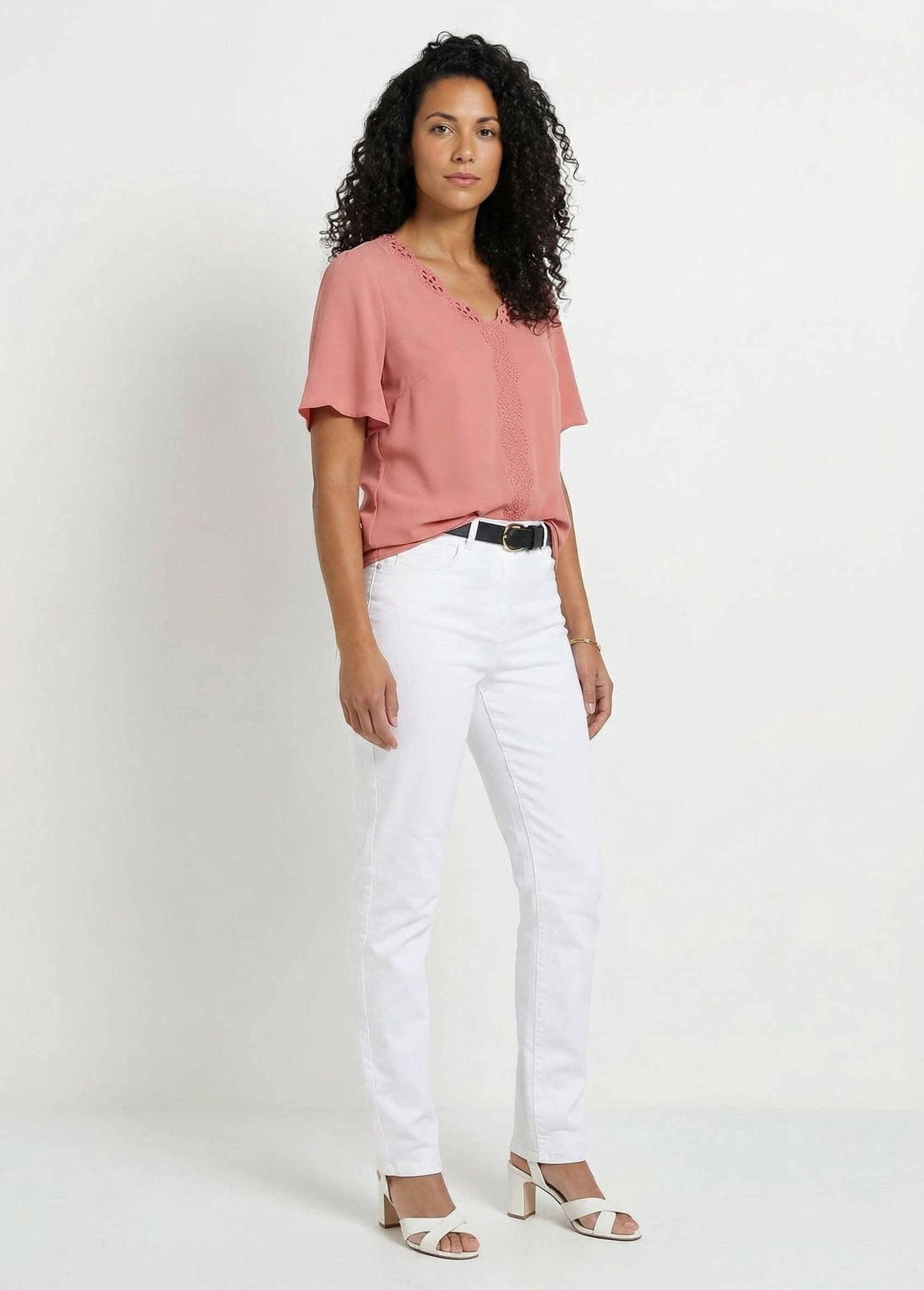 Tunique longue brodée manches courtes unie Femme TERACOTTA CELESTINE SF1