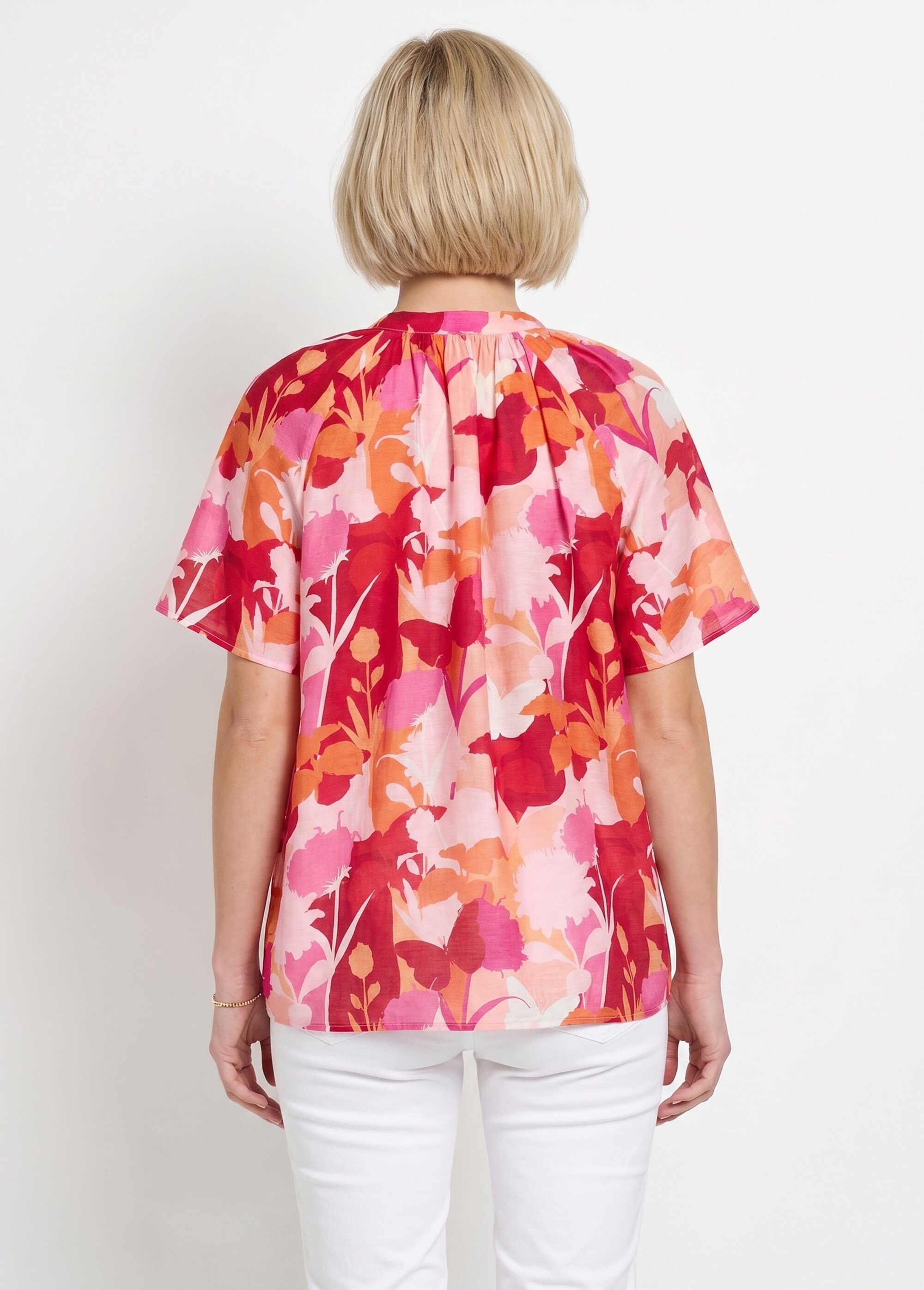 Tunique longue voile fleuri col V volanté Femme ROSE ET ROUGE CAMINI DO1