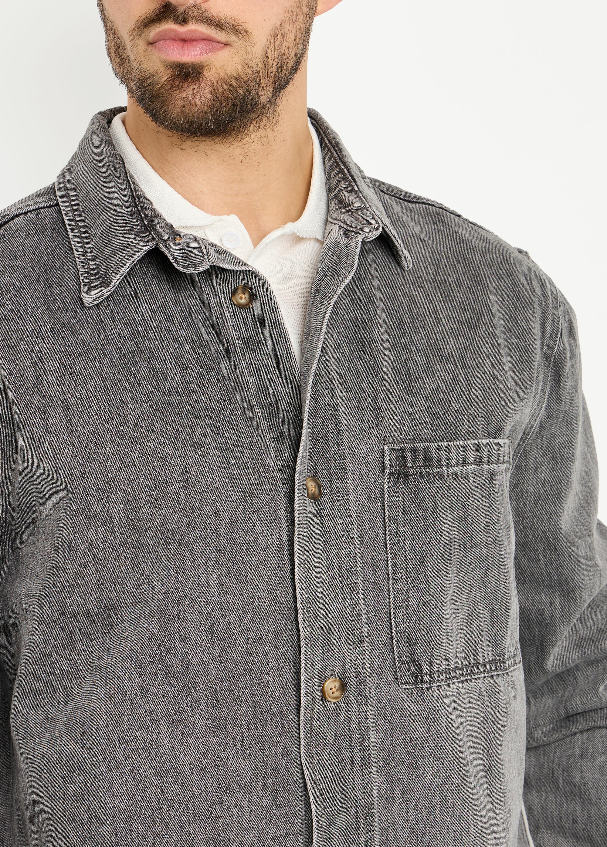 Veste en toile denim épaisse, délavée