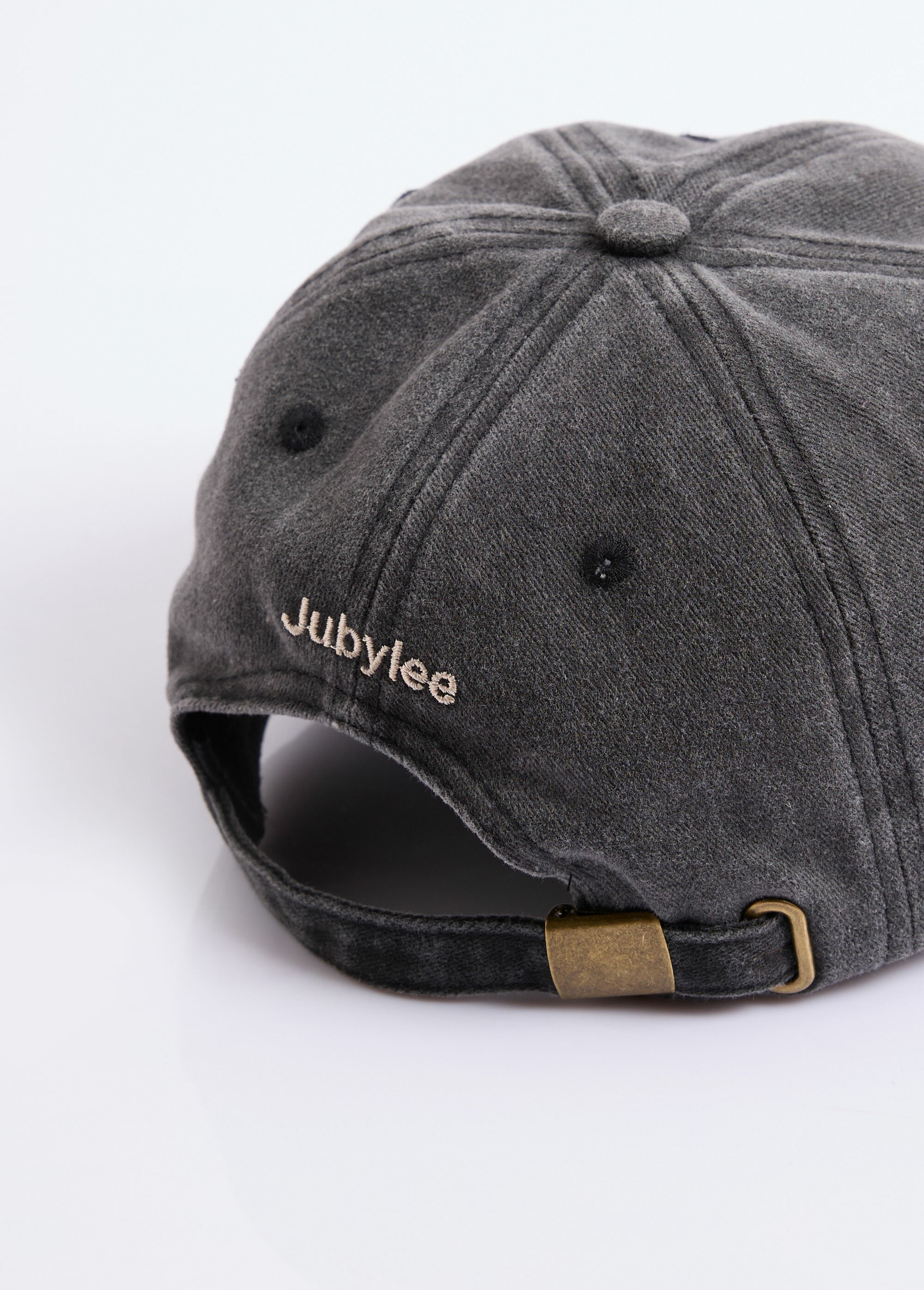 Casquette en denim used, broderie cœur Femme Gris JUBCAS002 DE1