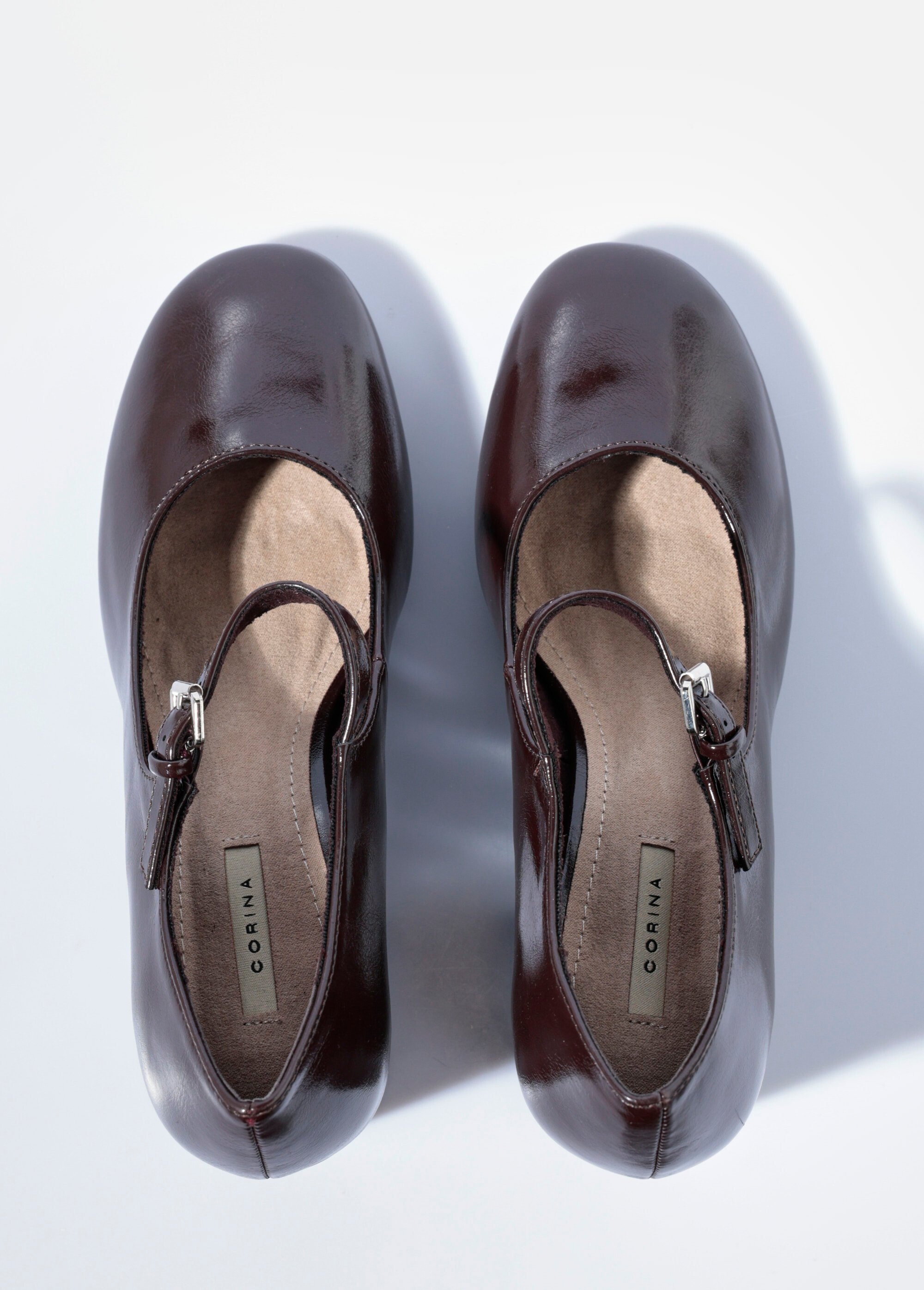 Babies vernies bout rond à talon haut Femme Marron CORM5760 OV1
