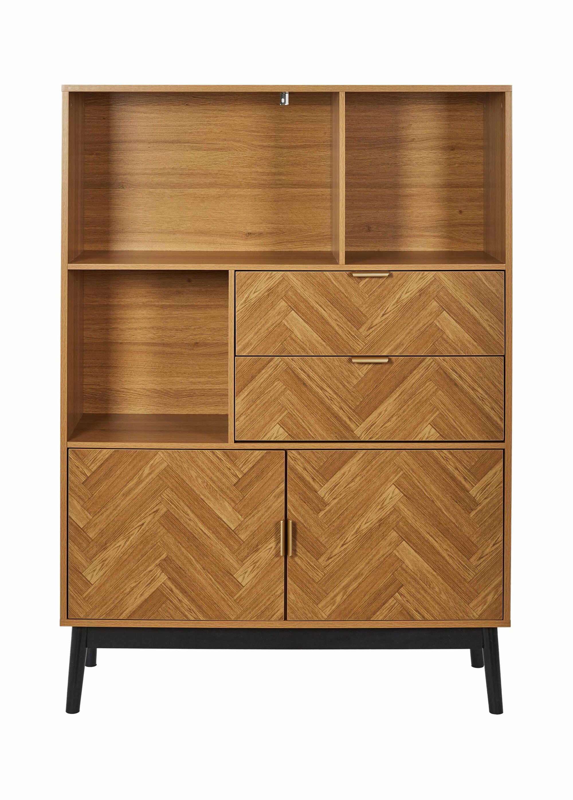 Bibiliothèque en bois façon chevrons MARRON CMP-HD0304 DE1