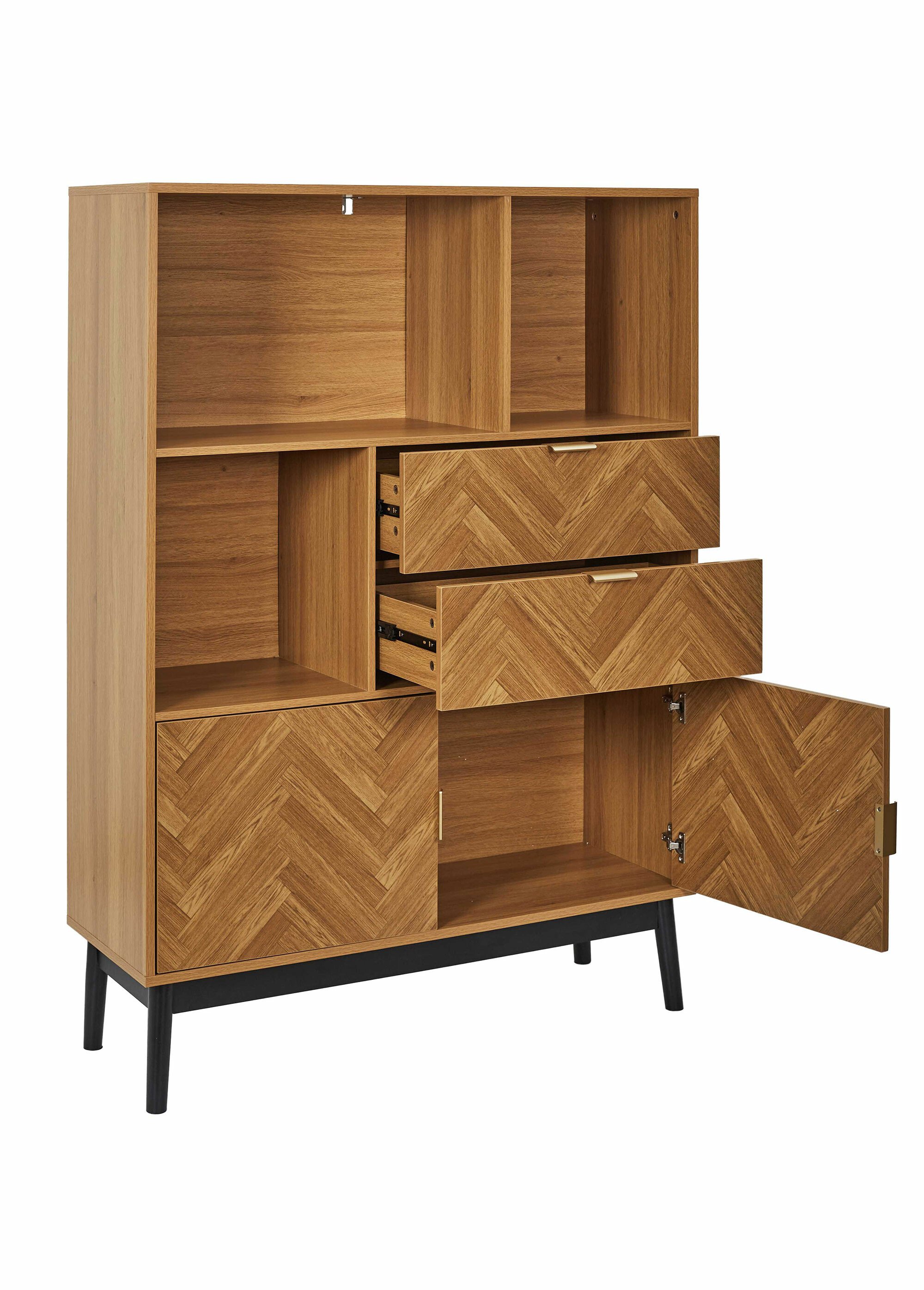 Bibiliothèque en bois façon chevrons MARRON CMP-HD0304 DE2