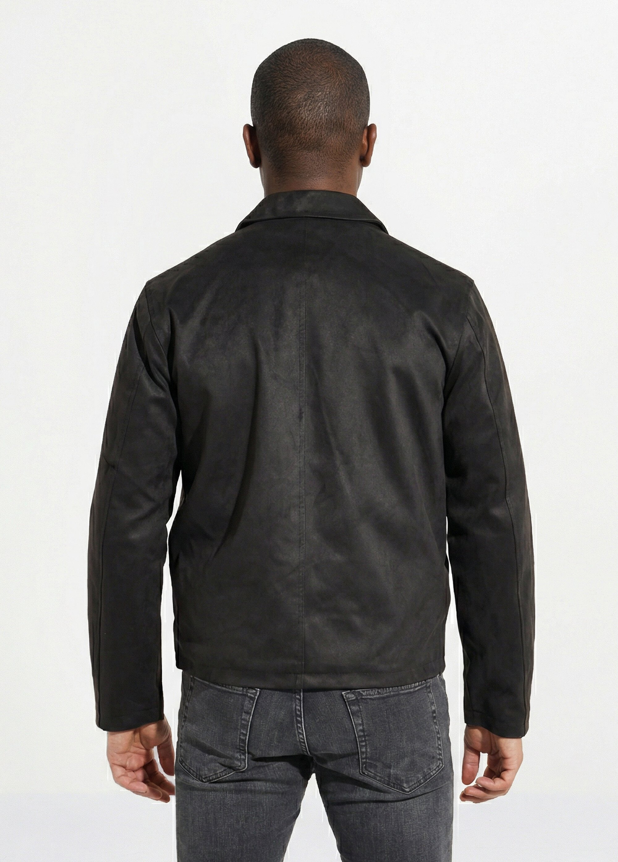 Blouson court zippé en suédine