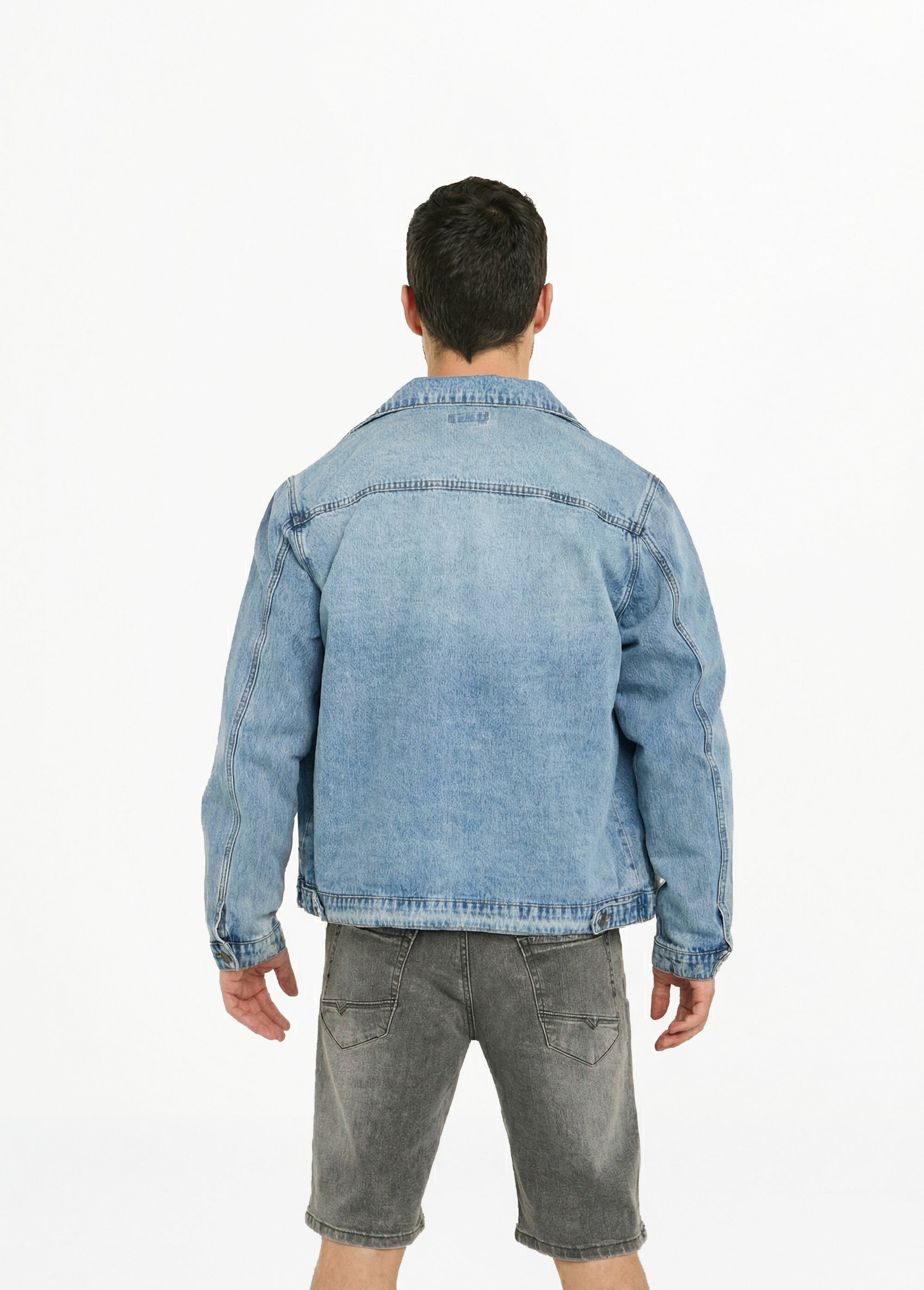 Blouson en jean zippé, cœur poitrine Homme BLEU DENIM LYSJF-028 DO1