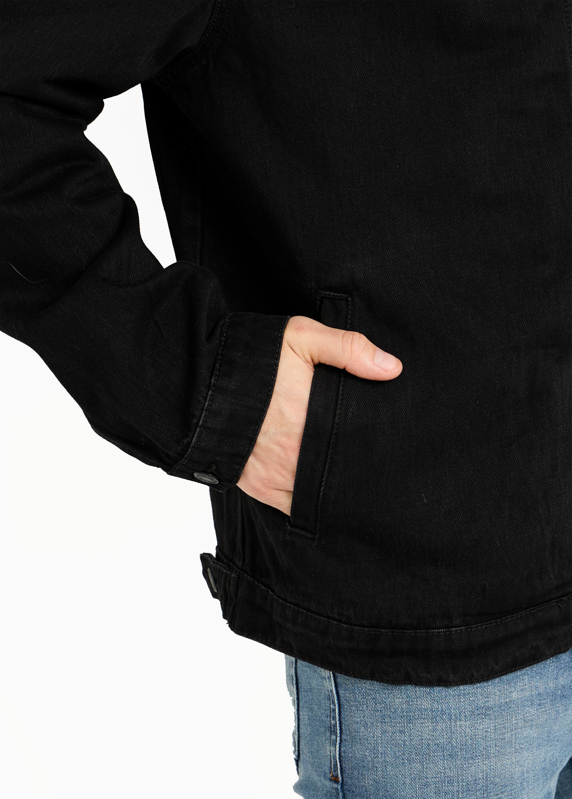 Blouson en jean zippé, cœur poitrine Homme Noir LYSJF-028 DE2