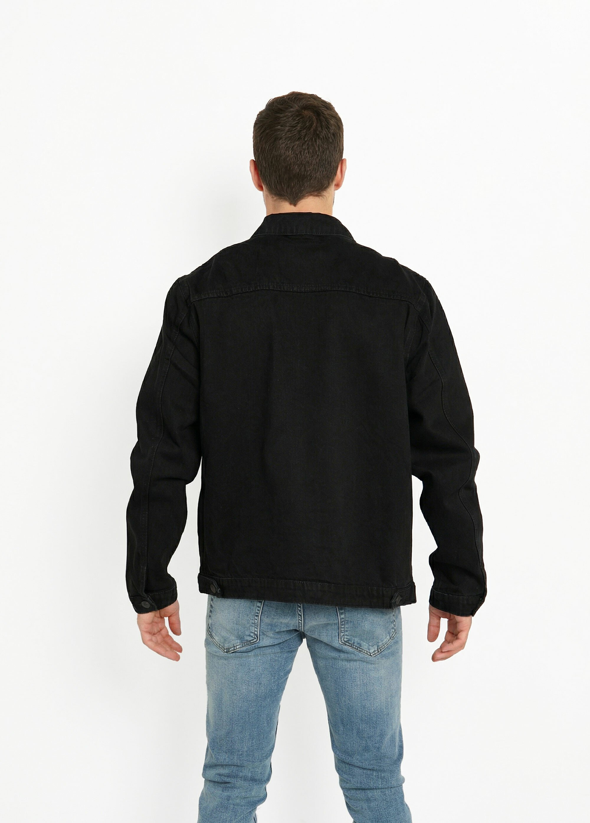 Blouson en jean zippé, cœur poitrine