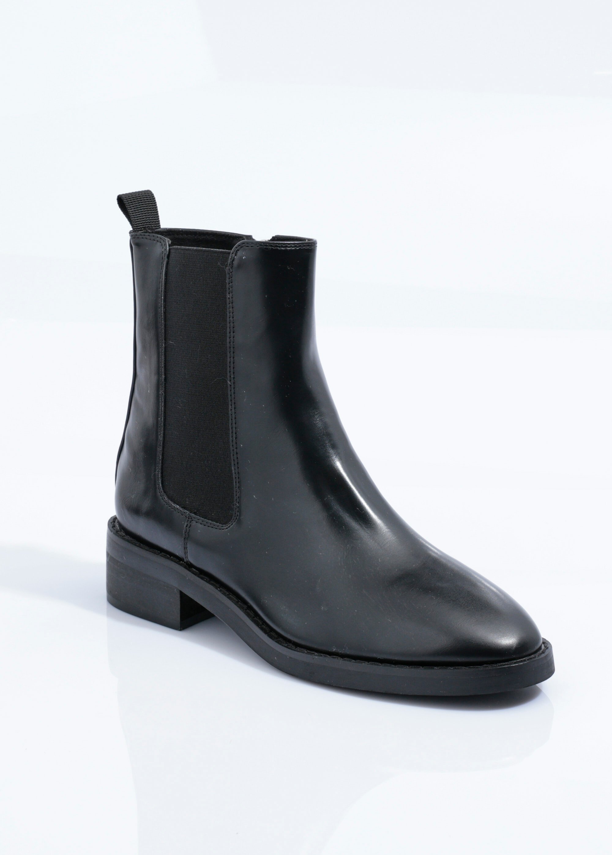 Boots Chelsea zippées à talon, bout rond Femme Noir CORM5855 FA1