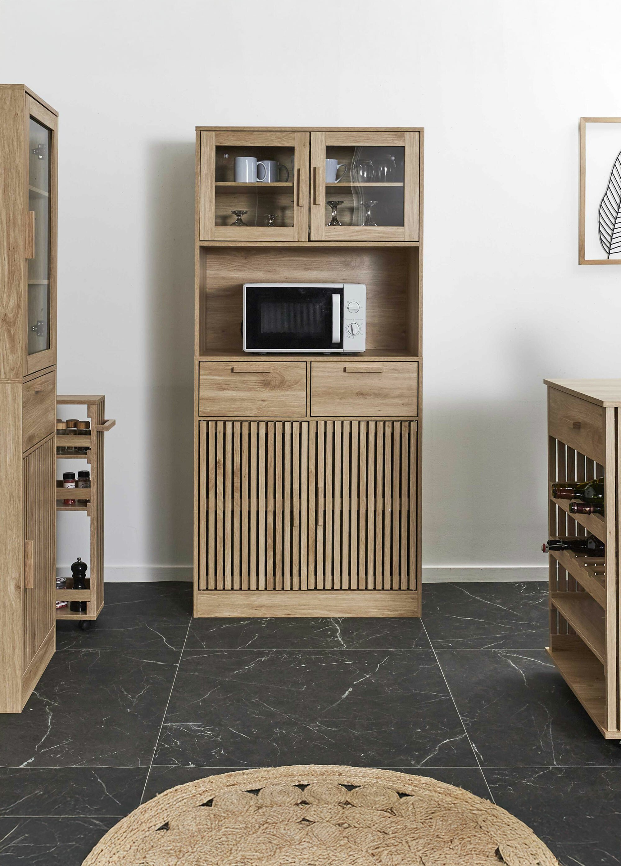 Buffet vaisselier en bois claustra MARRON CMP-HD0308 SI2