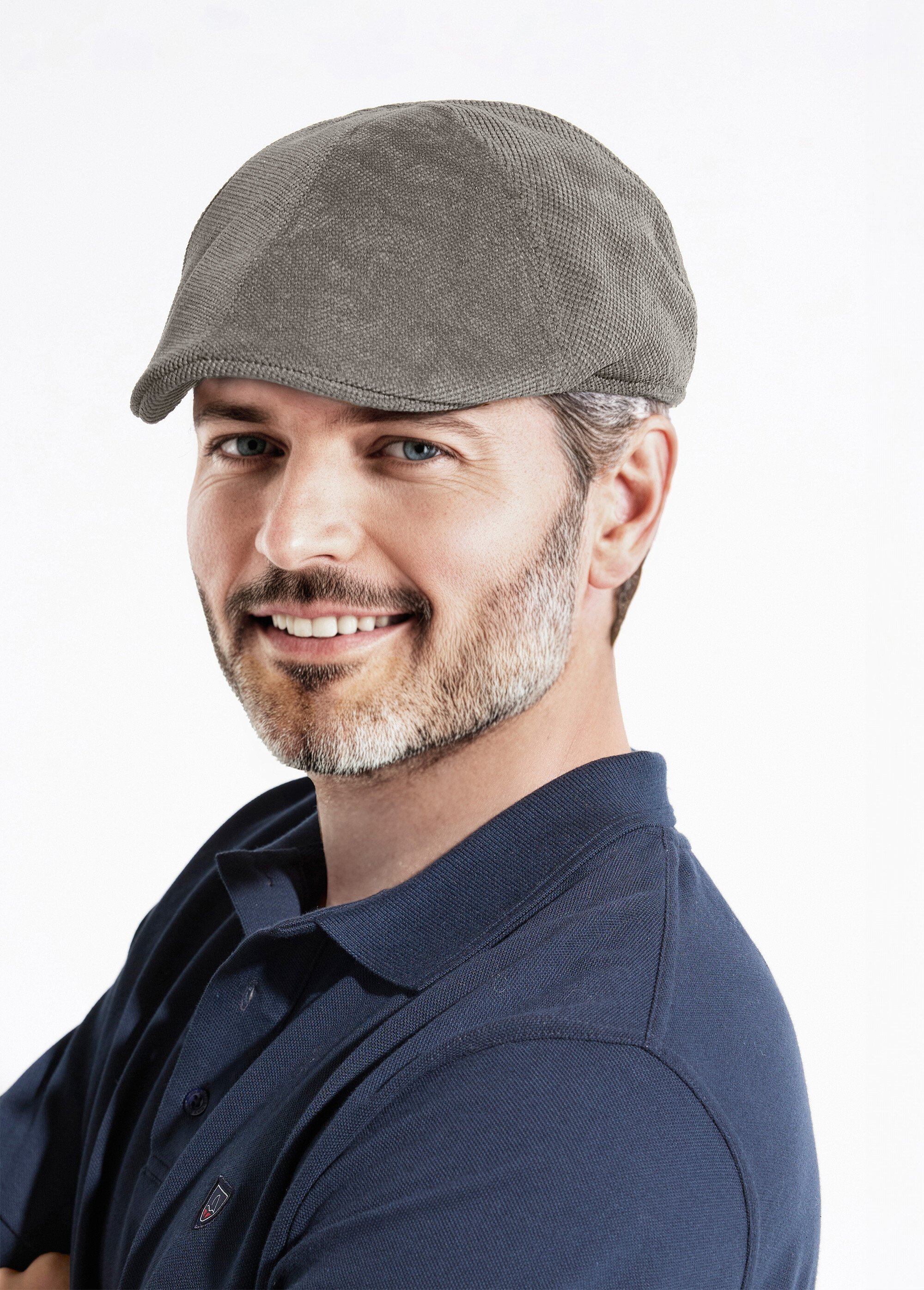 Casquette plate en tissu aspect lainage